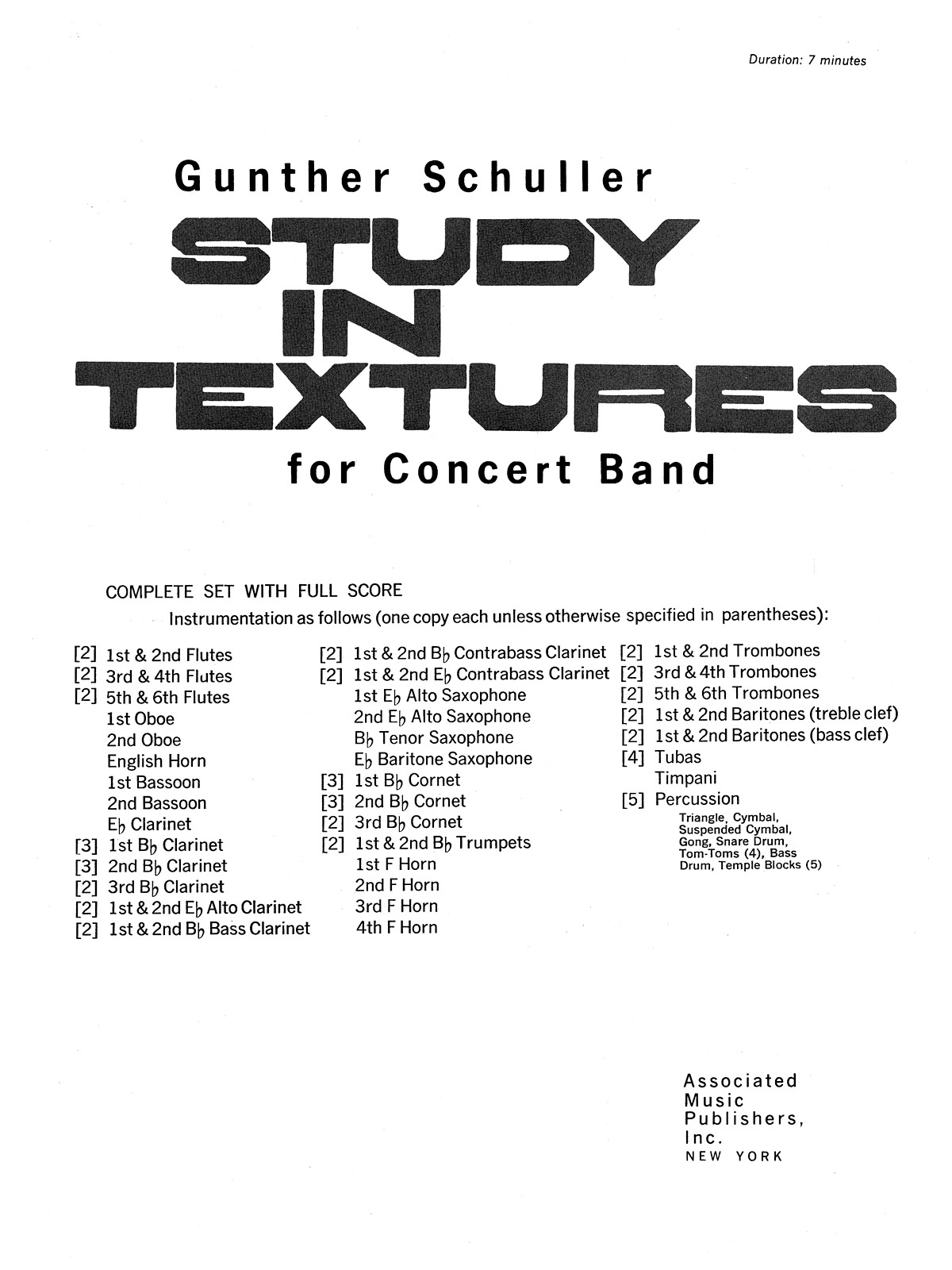 Study In Textures For Band Full Score