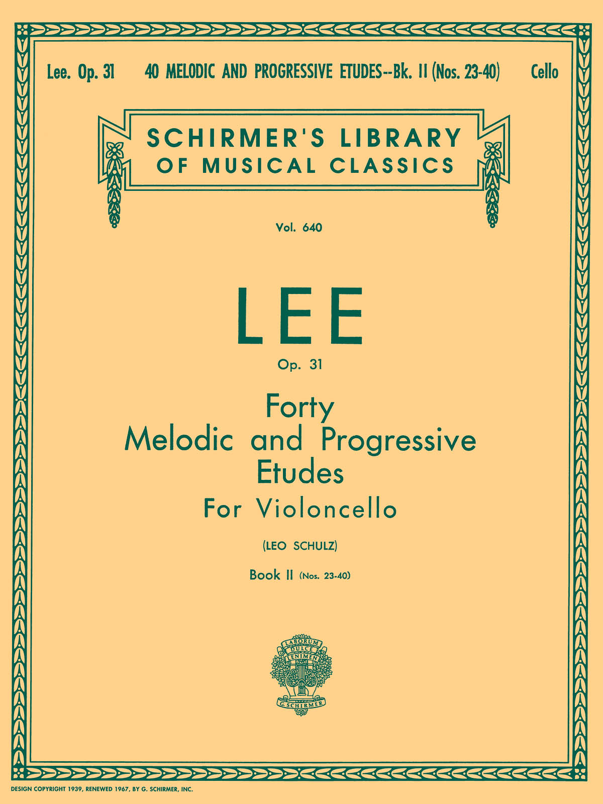 Sebastian Lee: 40 Melodic And Progressive Etudes For Cello Op.31 Book 2 (Nos.23-