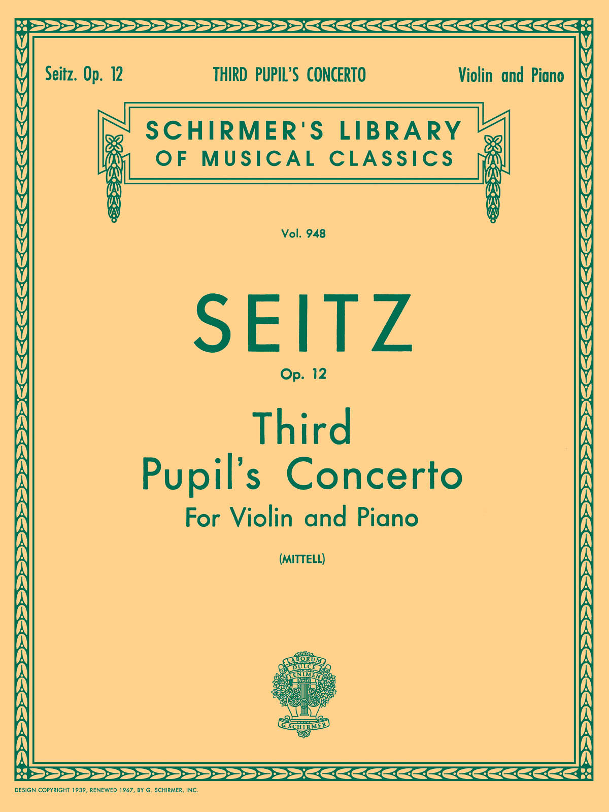 Friedrich Seitz: Pupil's Violin Concerto No.3 In G Minor Op.12 (Violin/Piano)