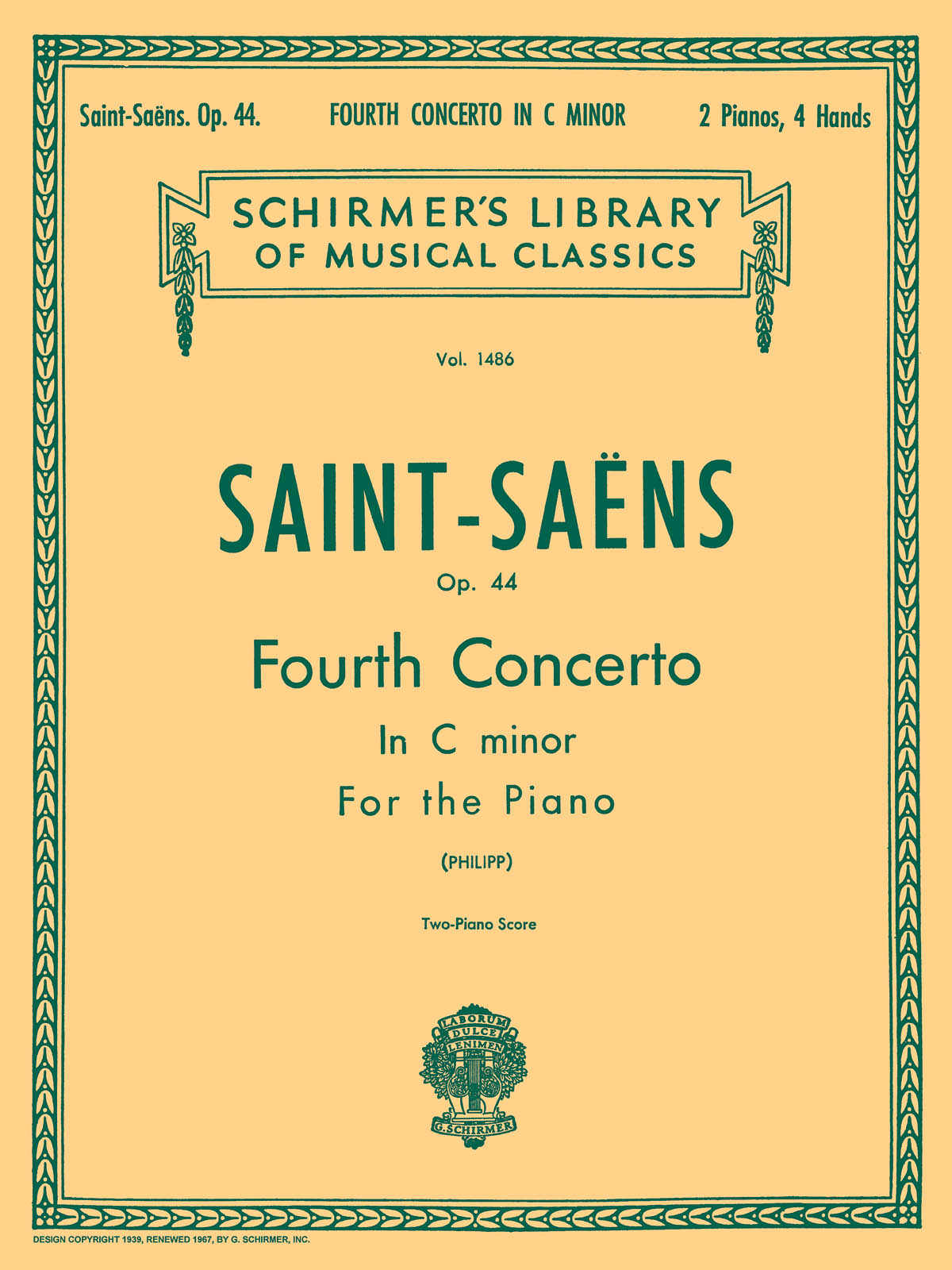 Camille Saint-Saens: Piano Concerto No.4 In C Minor Op.44 (2-Piano Score)