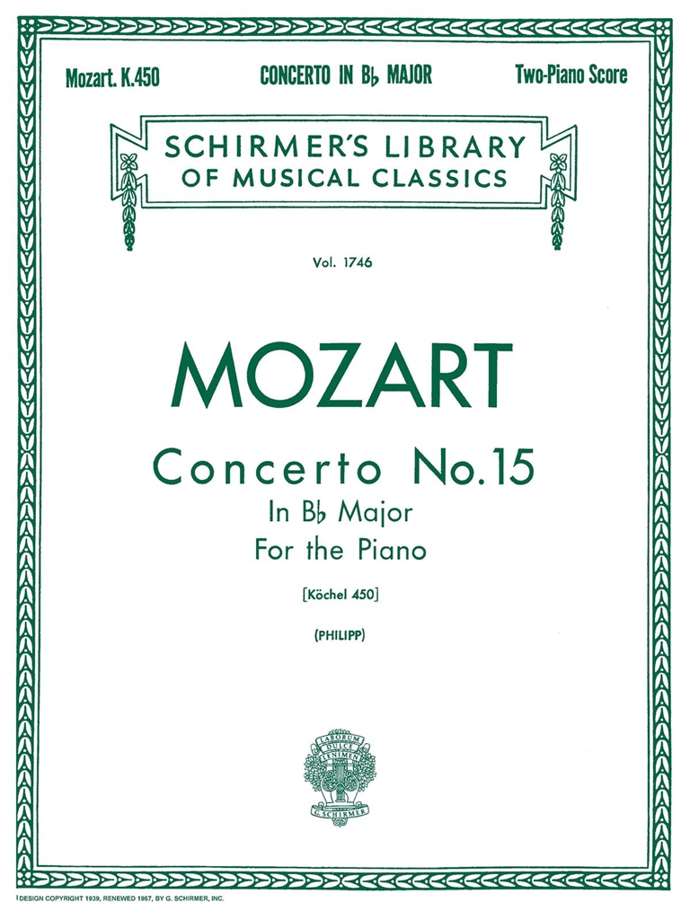 W.A. Mozart: Piano Concerto No.15 In B Flat K.450 (2 Piano Score)