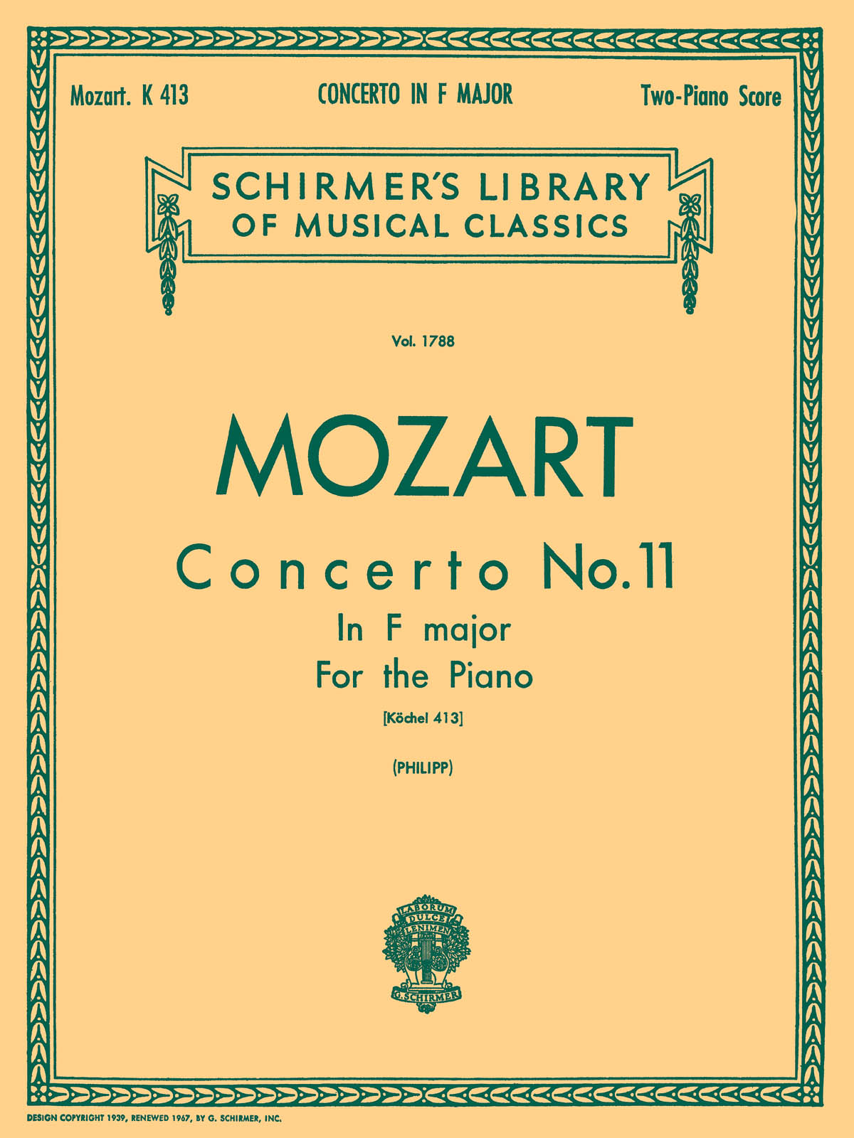 W.A. Mozart: Piano Concerto No. 11 In F K.413 (Two Piano Score)