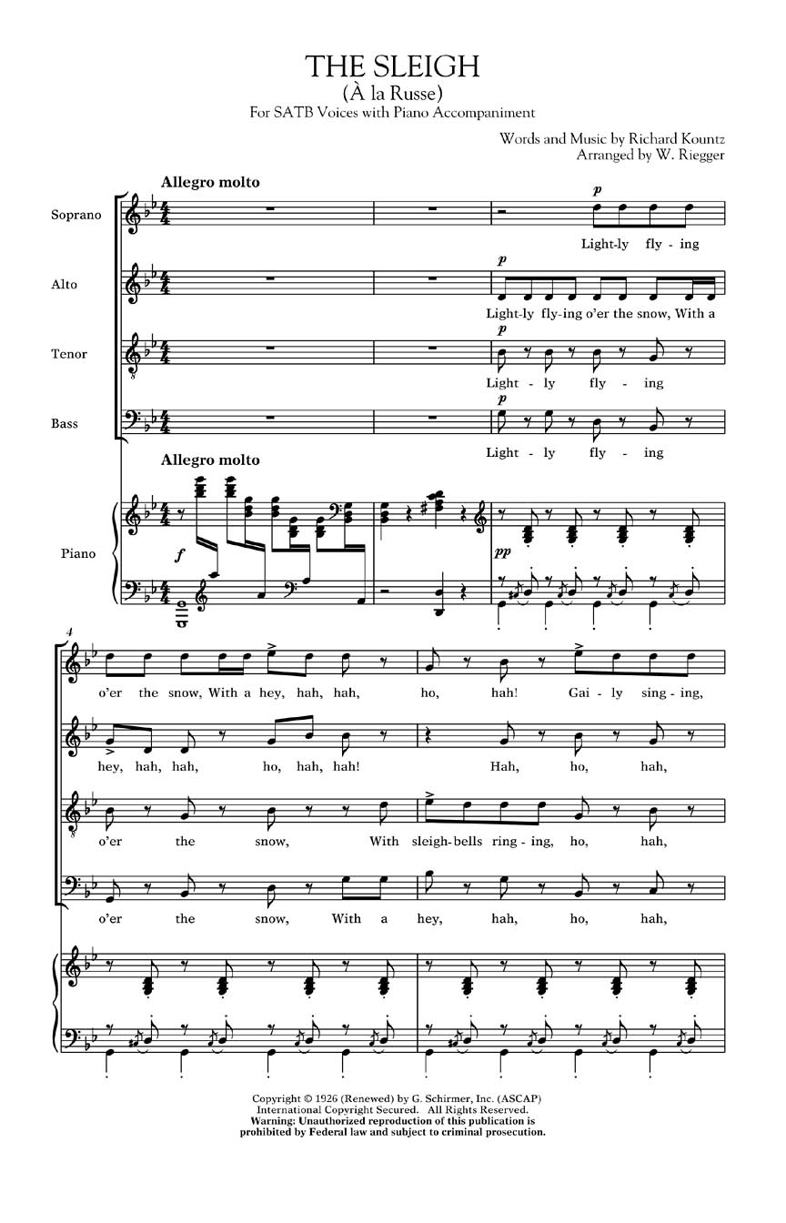 Richard Kountz: The Sleigh (A La Russe) SATB