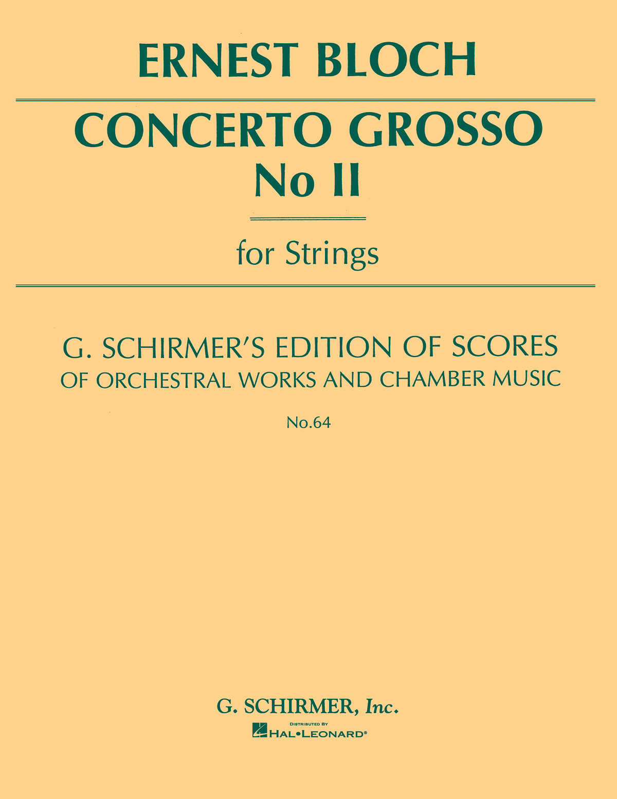Ernest Bloch: Concerto Grosso No. 2 For Strings (Study Score)
