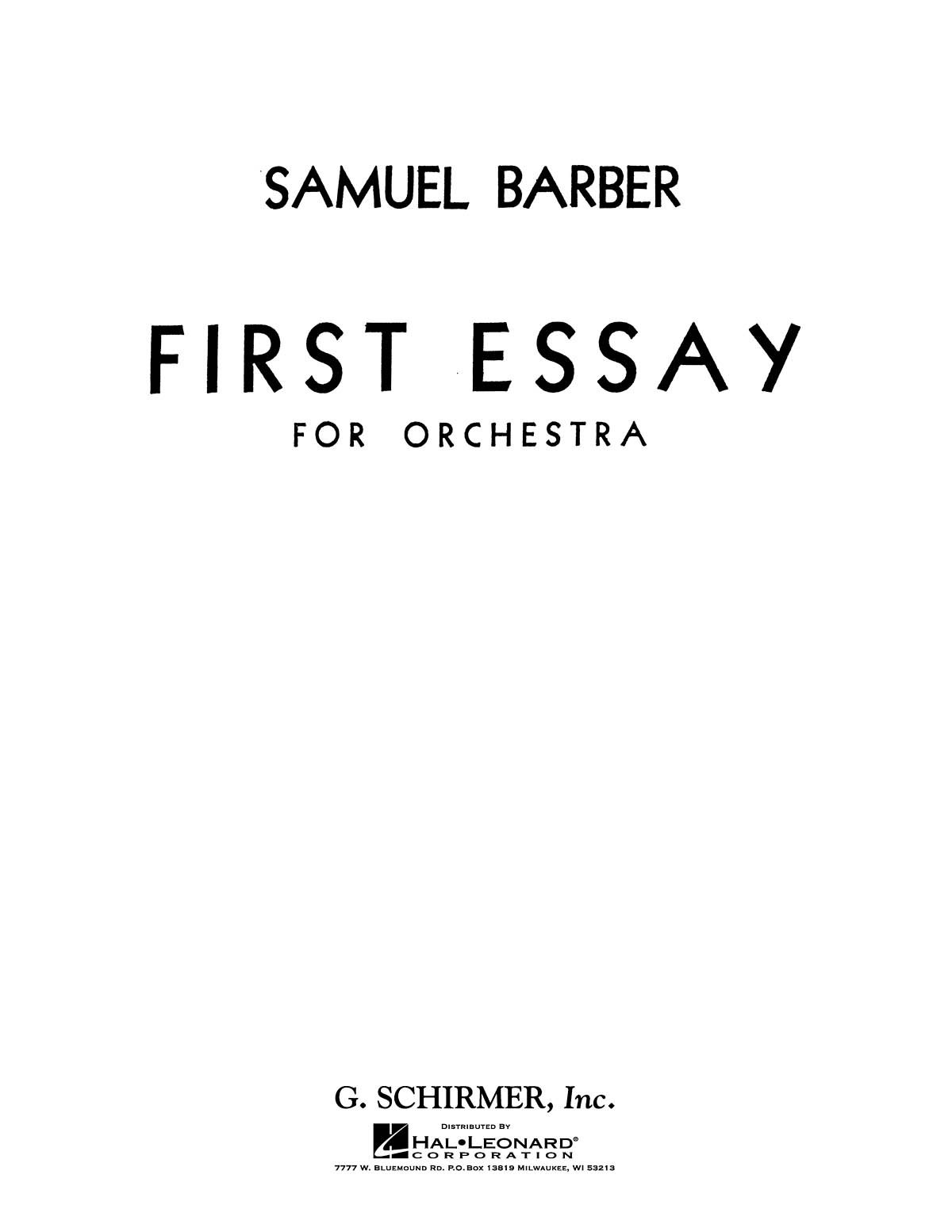 Samuel Barber: First Essay For Orchestra Op.12 (Study Score)