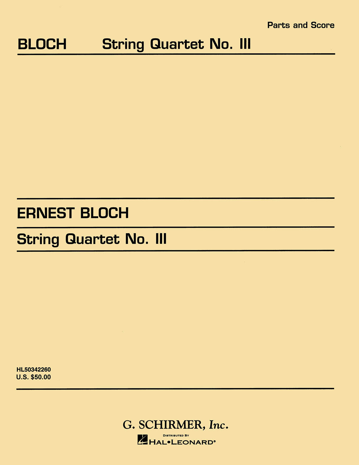 Ernest Bloch: String Quartet No.3 (Parts)