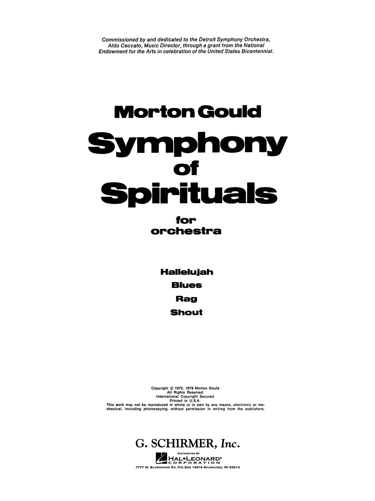 Morton Gould: Symphony Of Spirituals (Full Score)