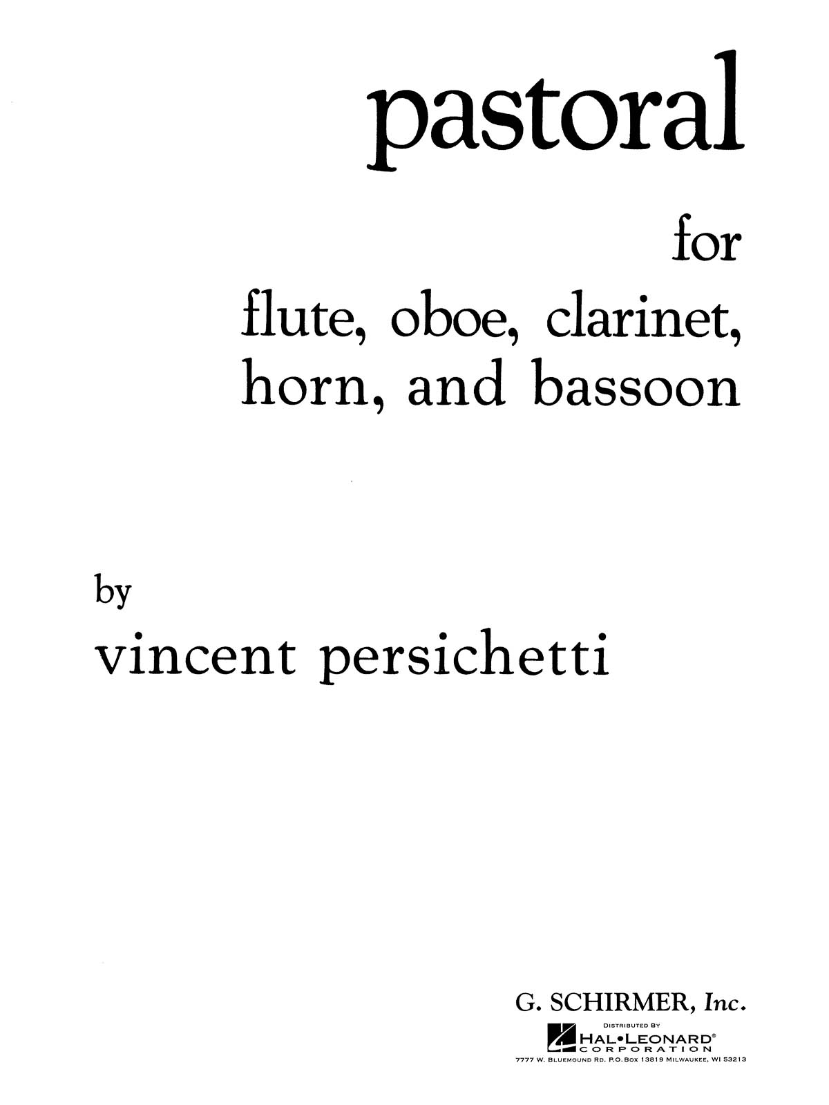 Vincent Persichetti: Pastoral Op.21 For Woodwind Quintet (Score/Parts)