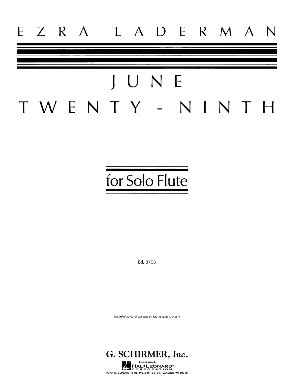 June Twenty-Ninth (Flute)
