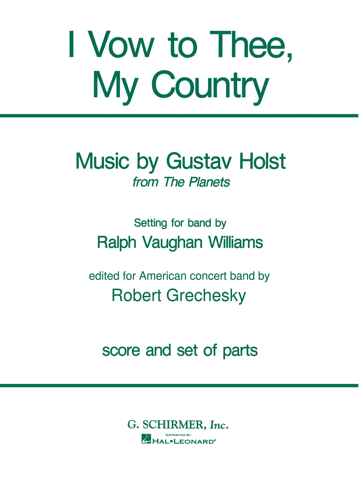Gustav Holst: I Vow To Thee My Country (Score/Parts)