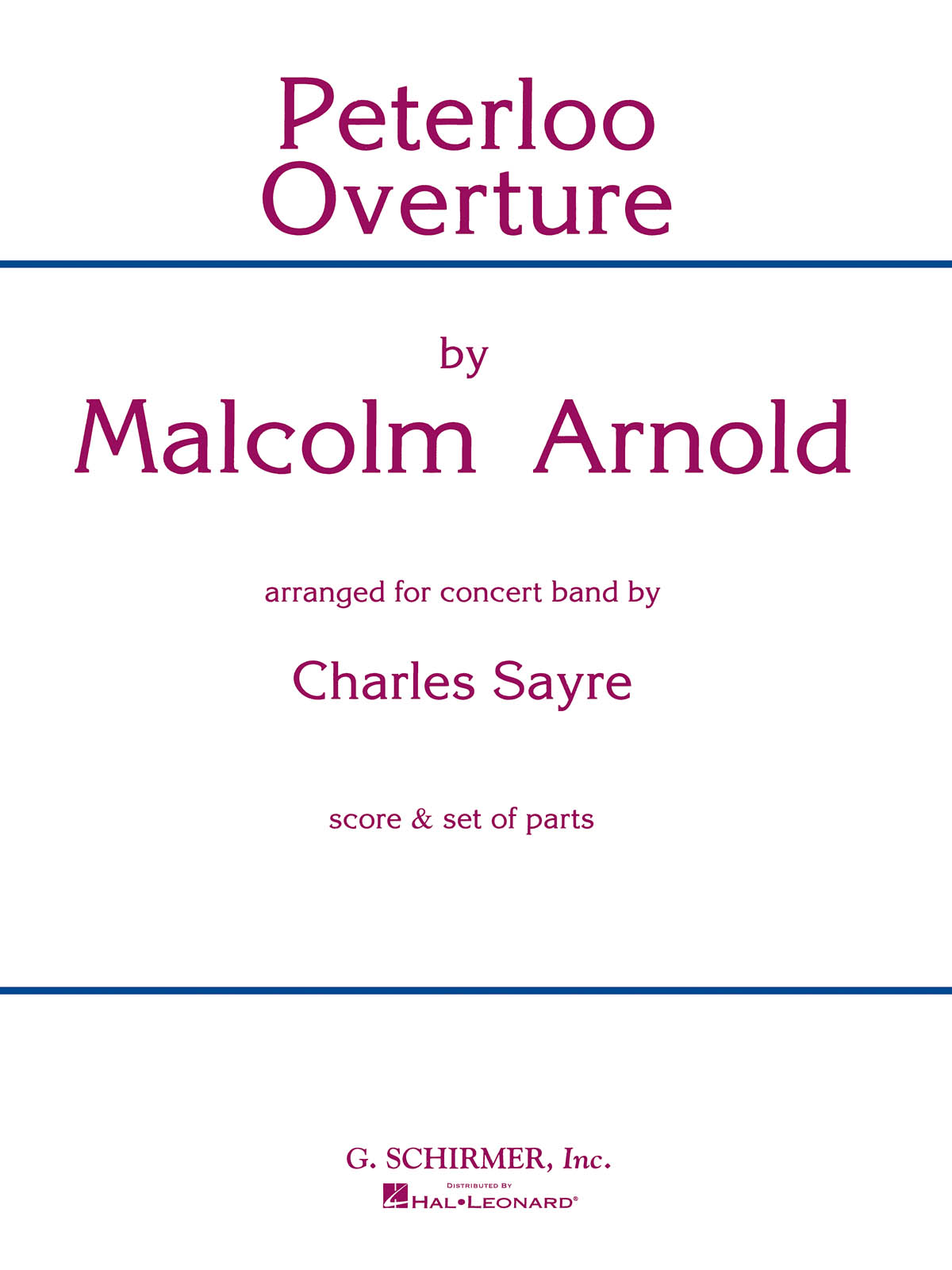 Malcolm Arnold: Peterloo Overture (Score/Parts)