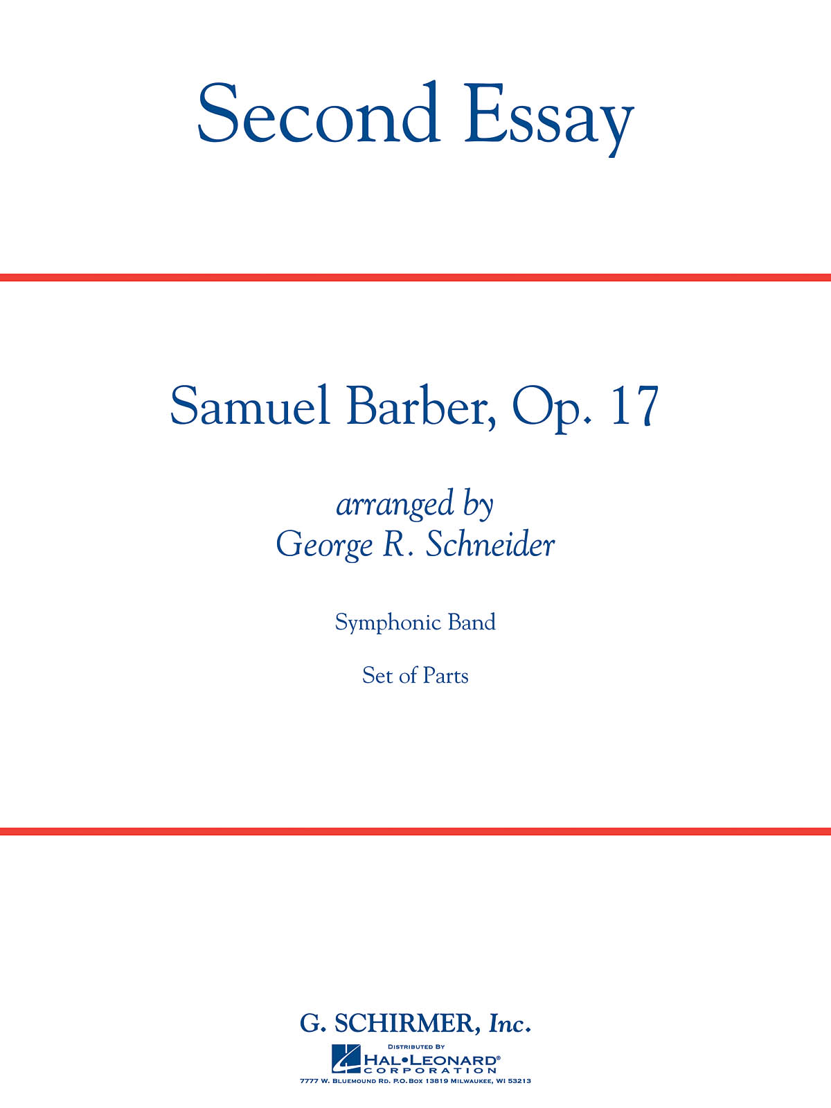 Samuel Barber: Second Essay Cb Full Score (Arranged For Concert Band)