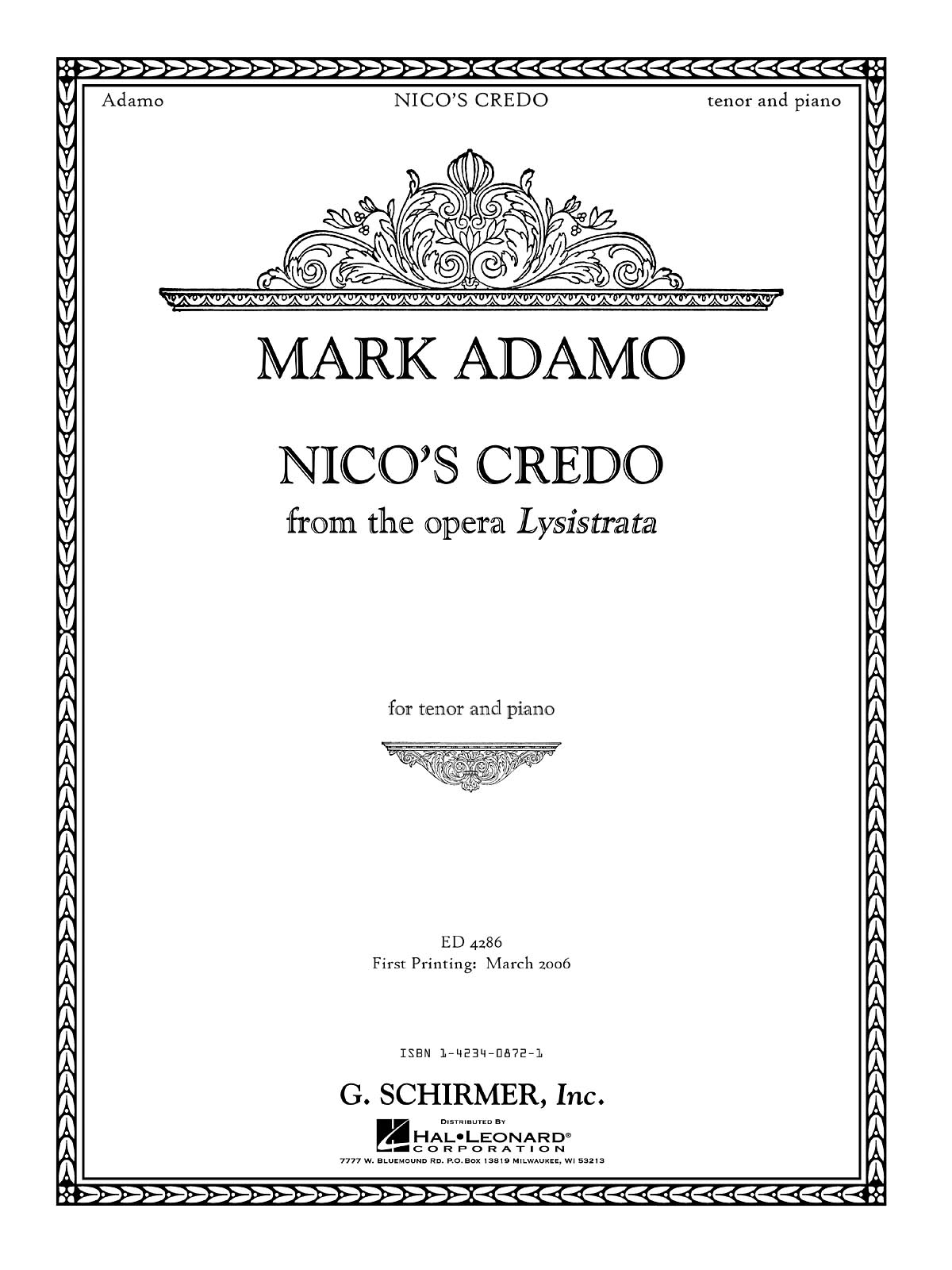Mark Adamo: Nico's Credo (Lysistrata)