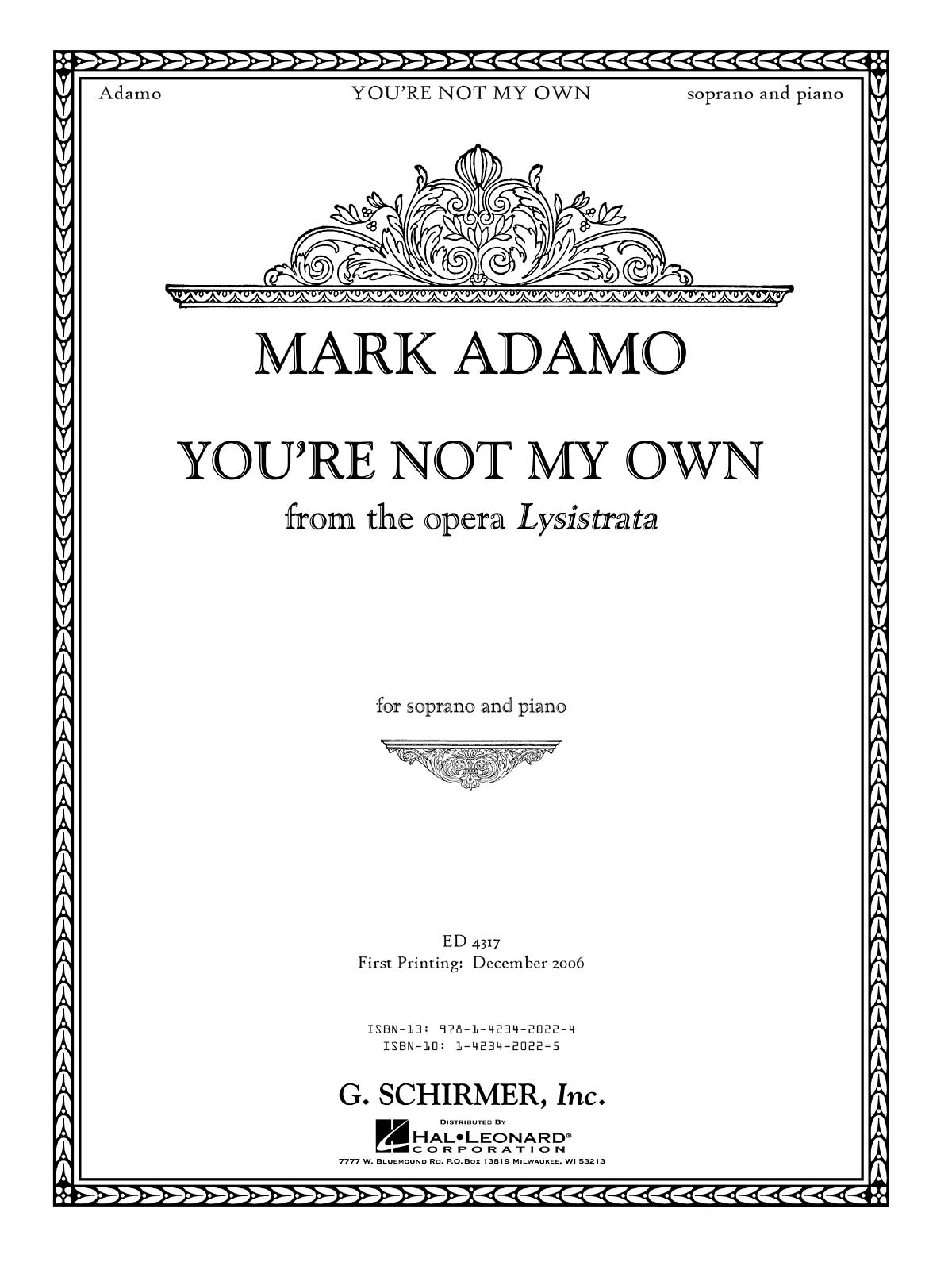 Mark Adamo: You'Re Not My Own (From Lysistrata)