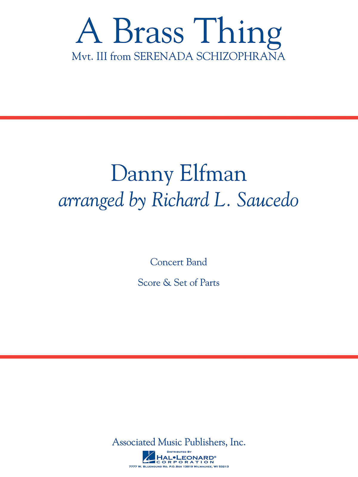 Danny Elfman: A Brass Thing (From 'serenada Schizophrana') Score & Parts