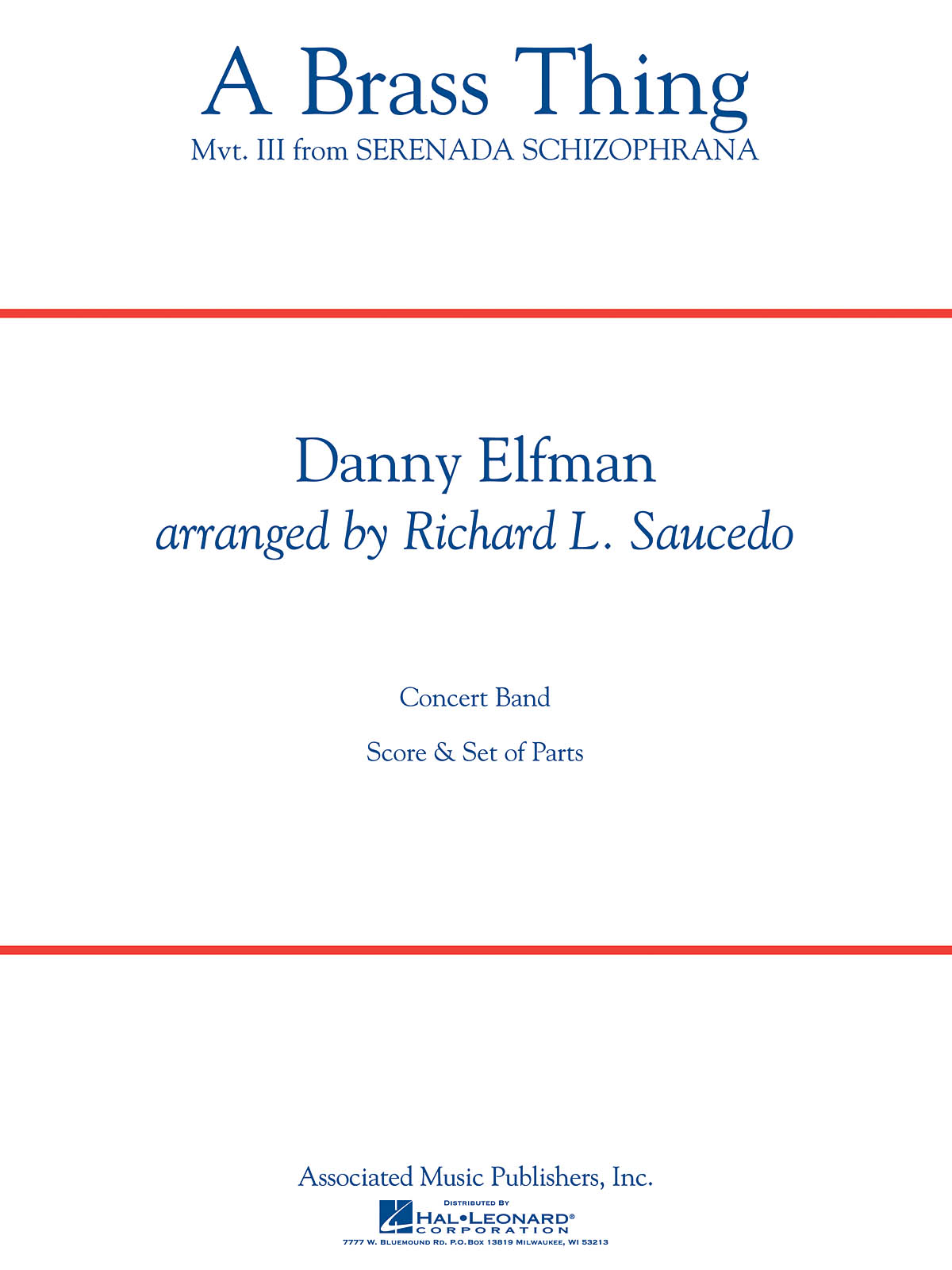 Danny Elfman: A Brass Thing (From 'serenada Schizophrana') Score & Parts