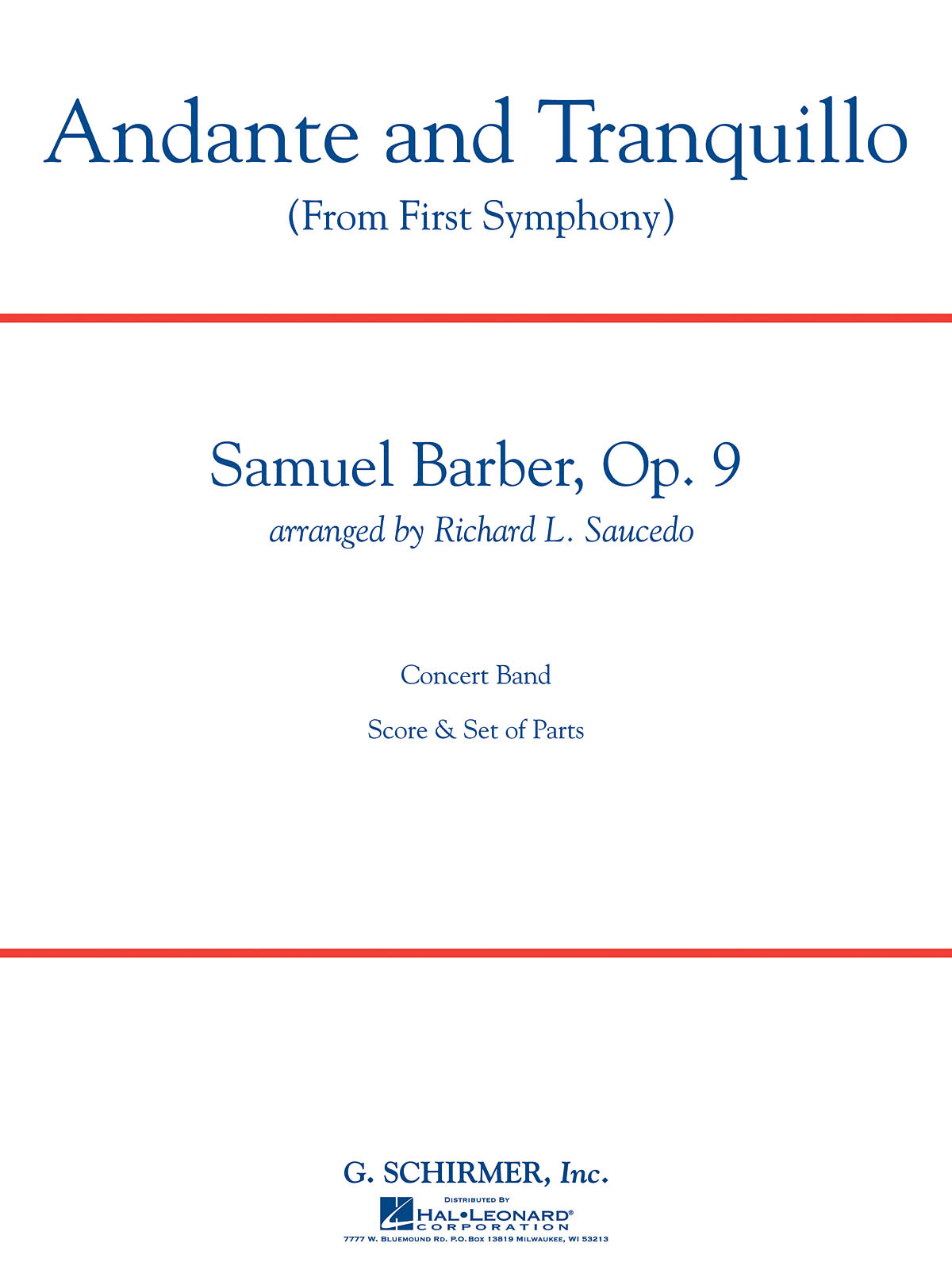 Samuel Barber: Andante And Tranquillo (From First Symphony) Sc/Pts