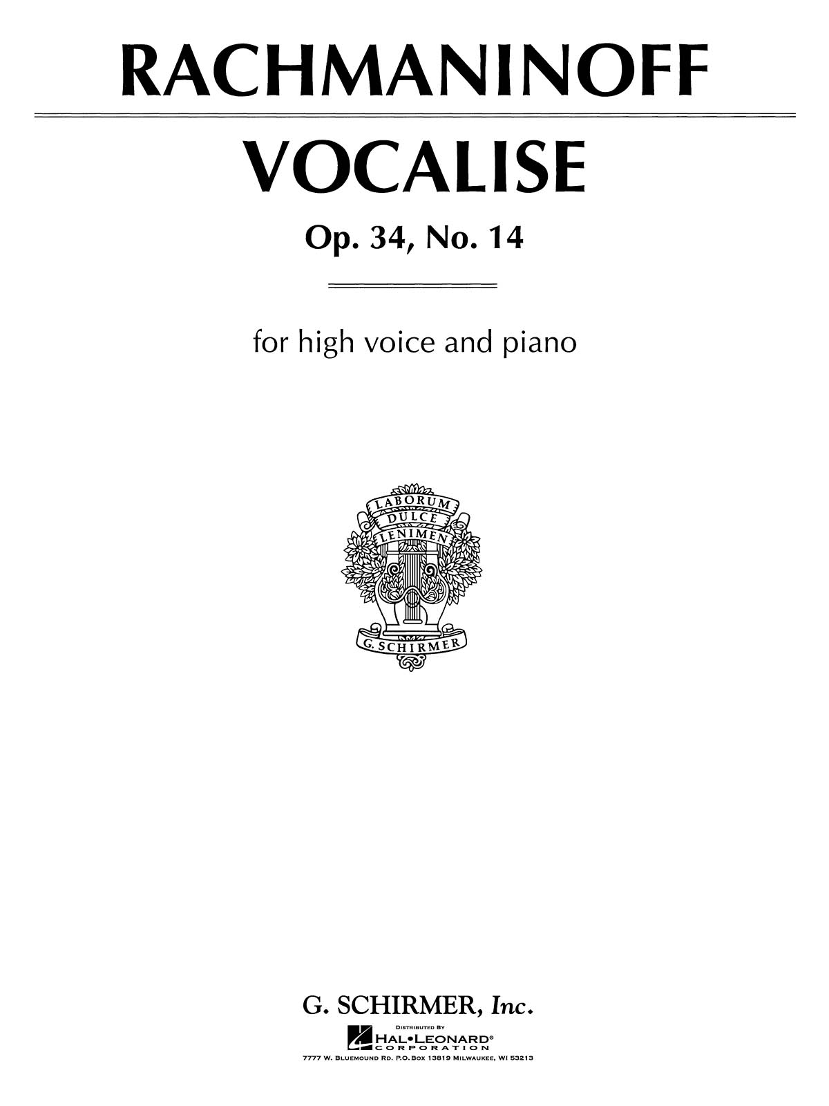 Sergei Rachmaninov: Vocalise (Op.34 No.14) - High Voice