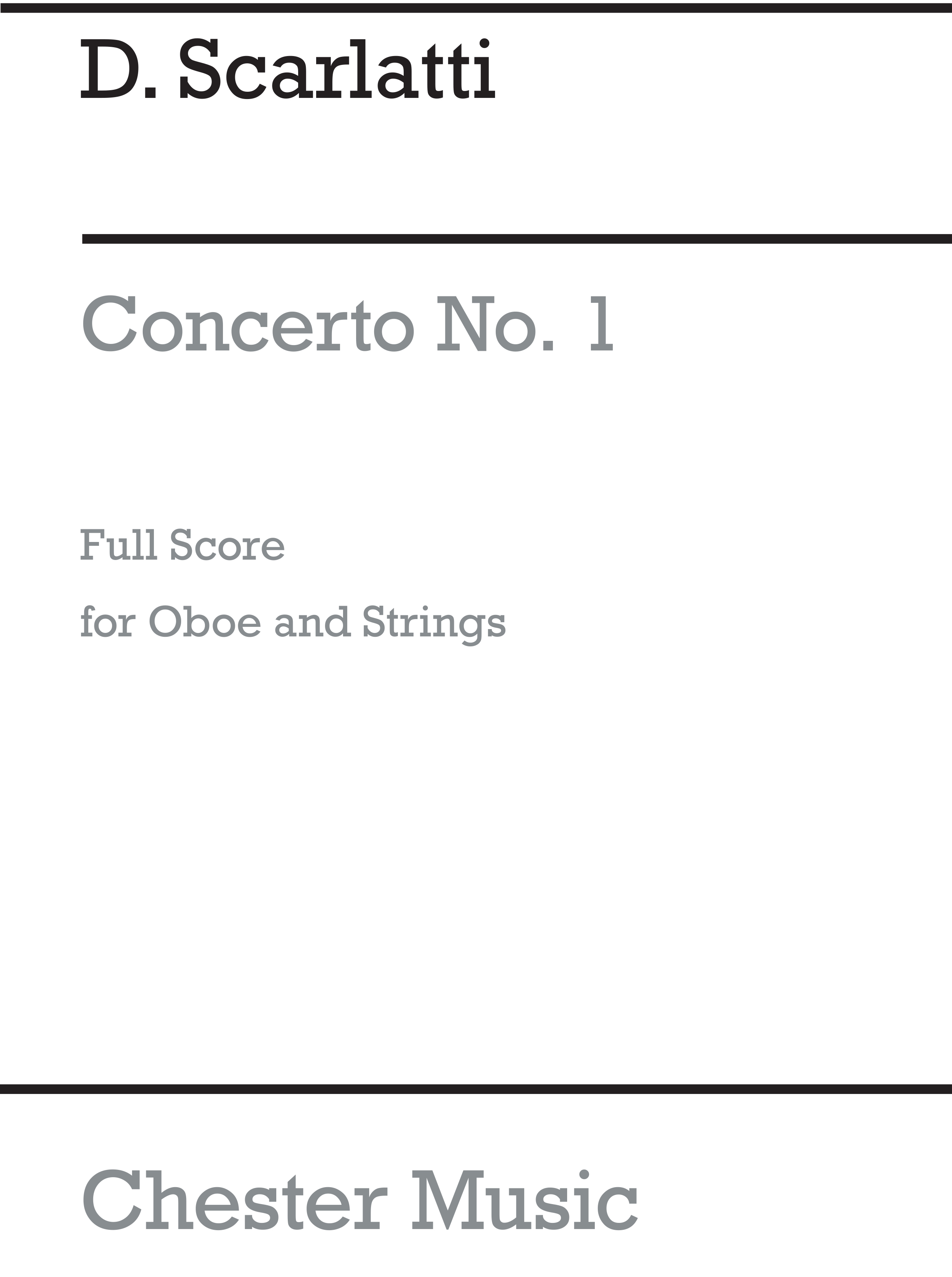 Scarlatti, D Concerto No 1 In G Major For Oboe And Strings Full Score