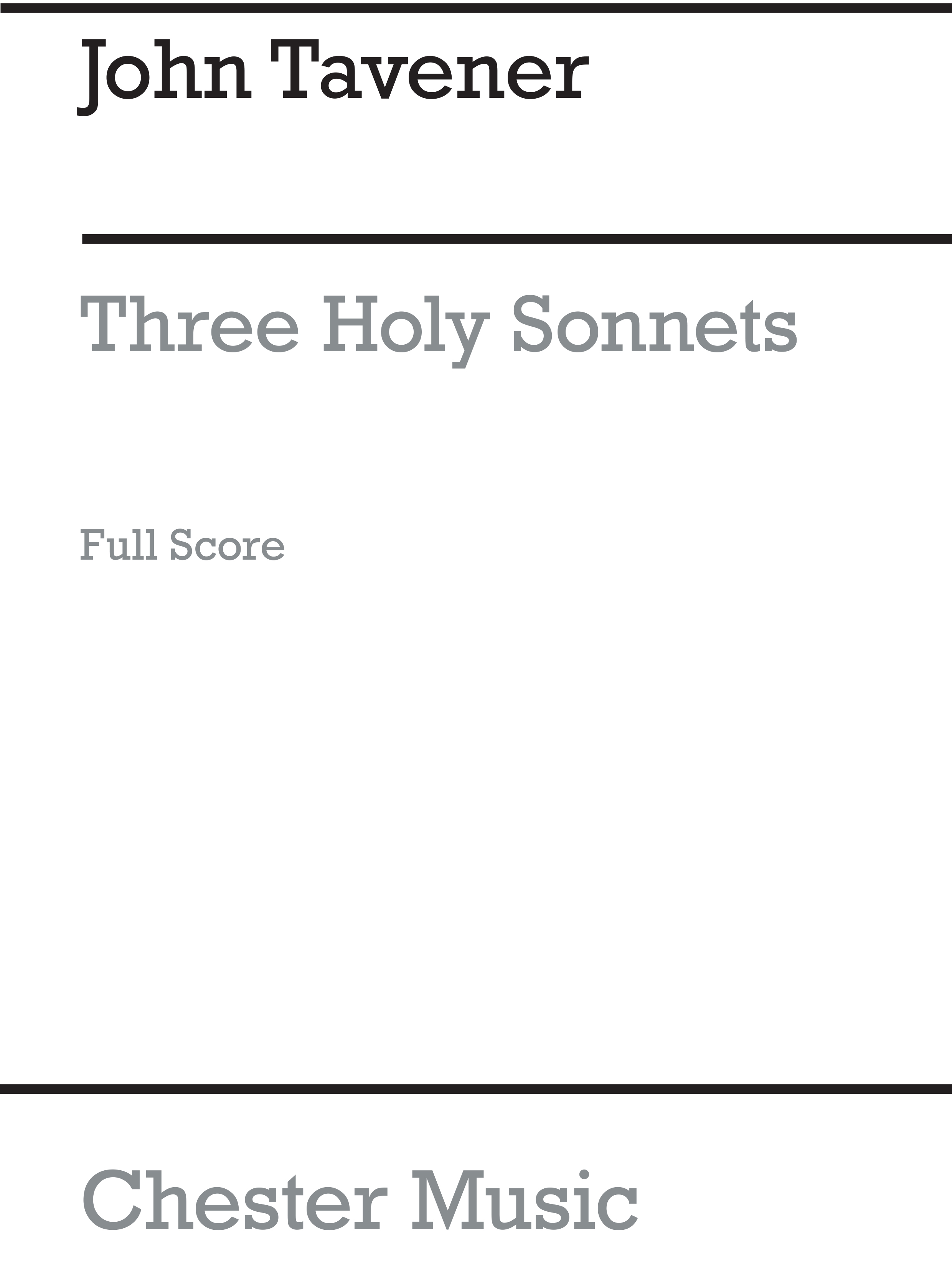 John Tavener: Three Holy Sonnets (Score)