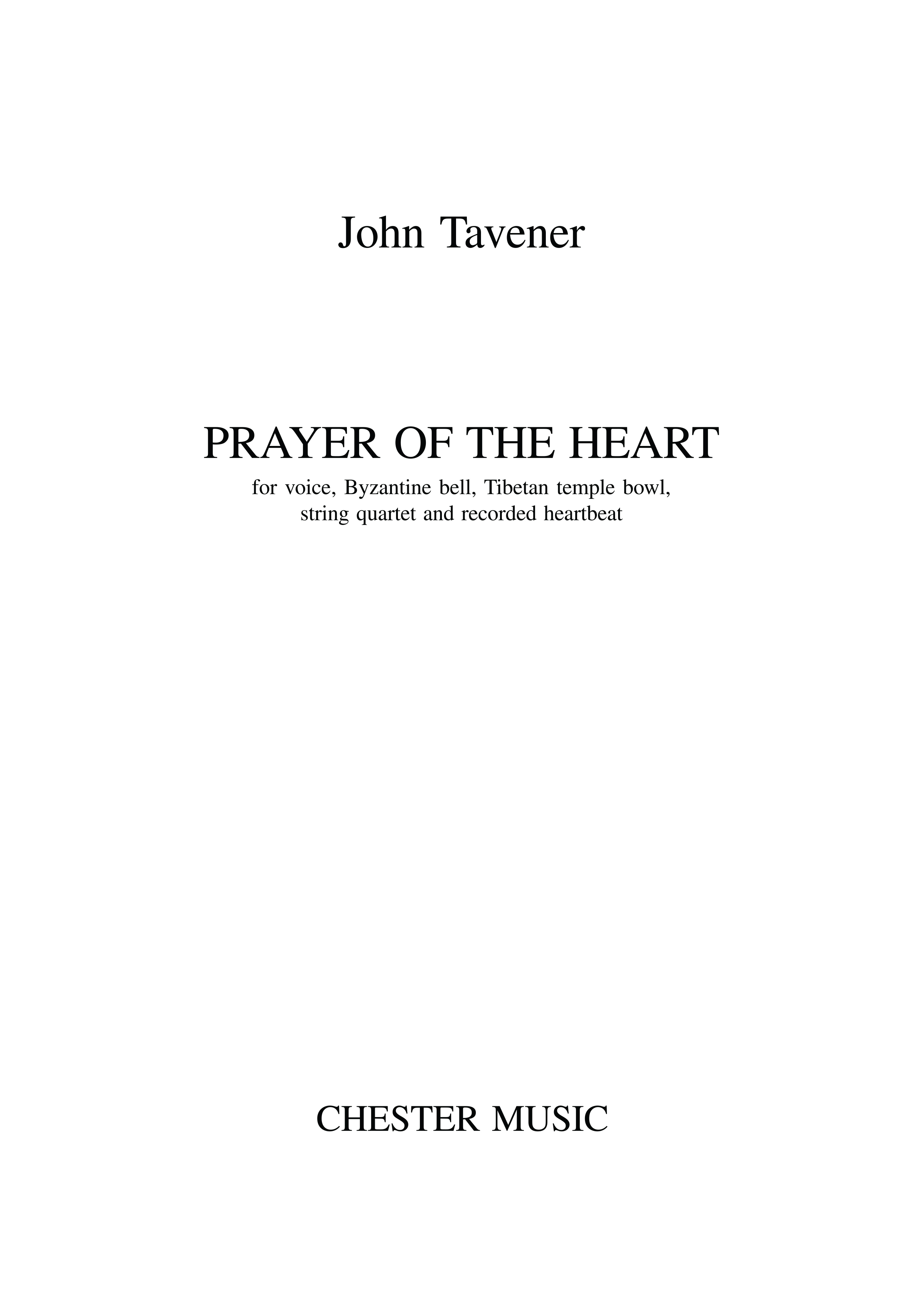 John Tavener: Prayer Of The Heart (Score)