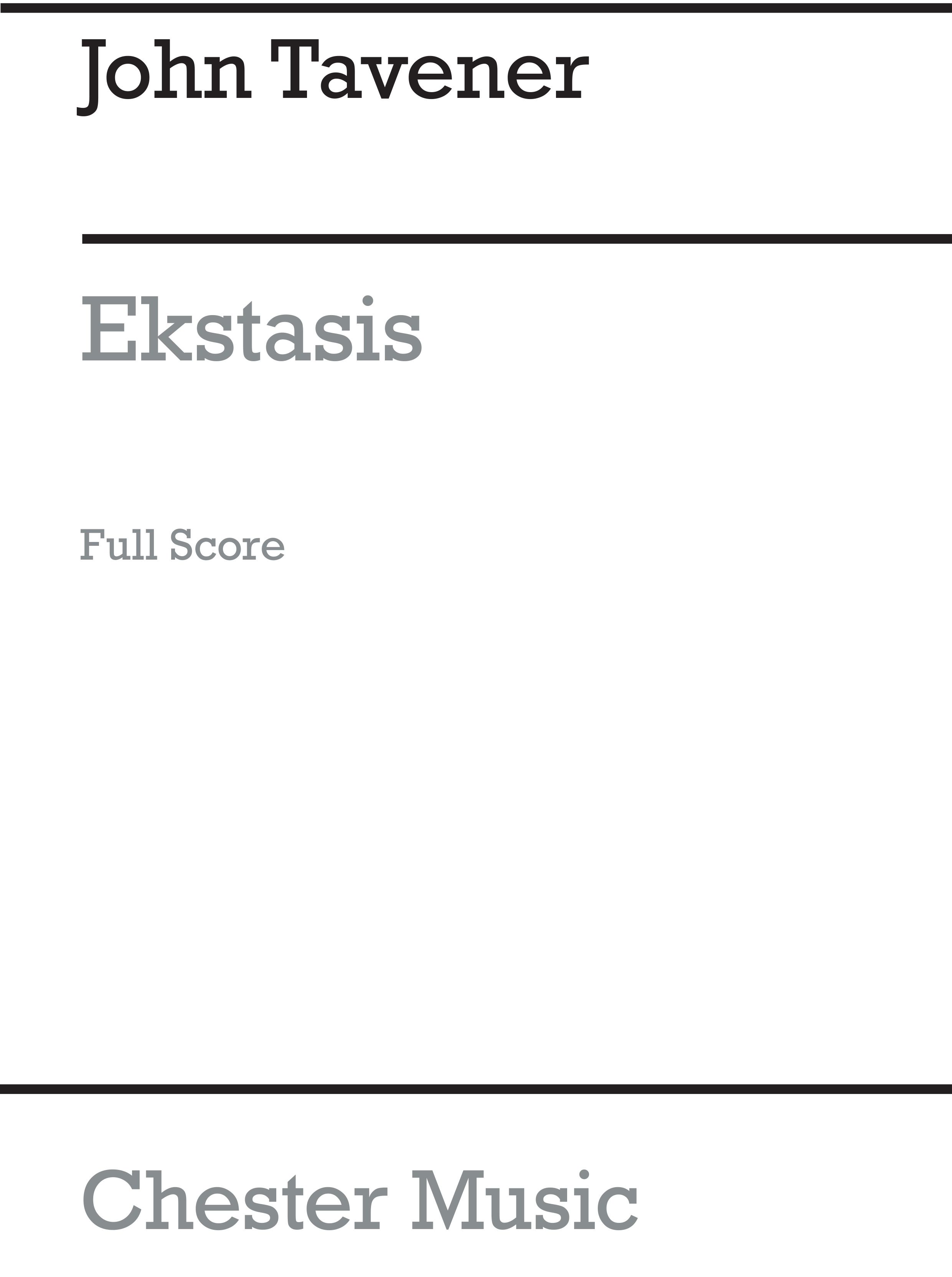 John Tavener: Ekstasis (Score)