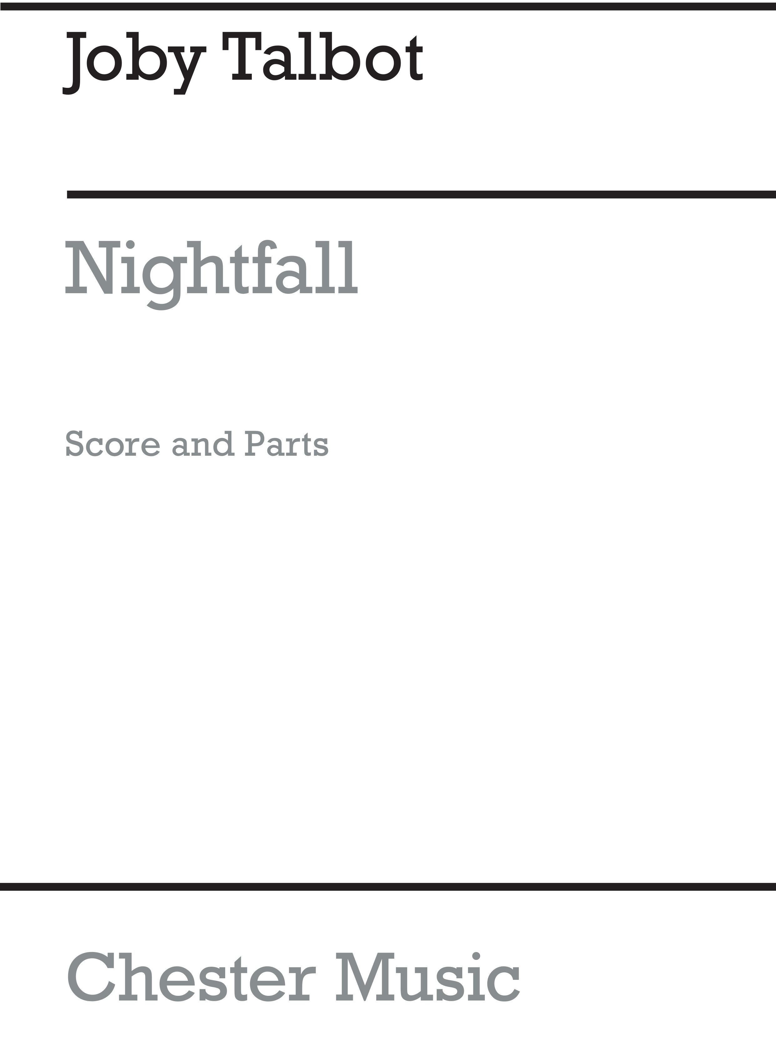 Joby Talbot: Nightfall (Score and Parts)