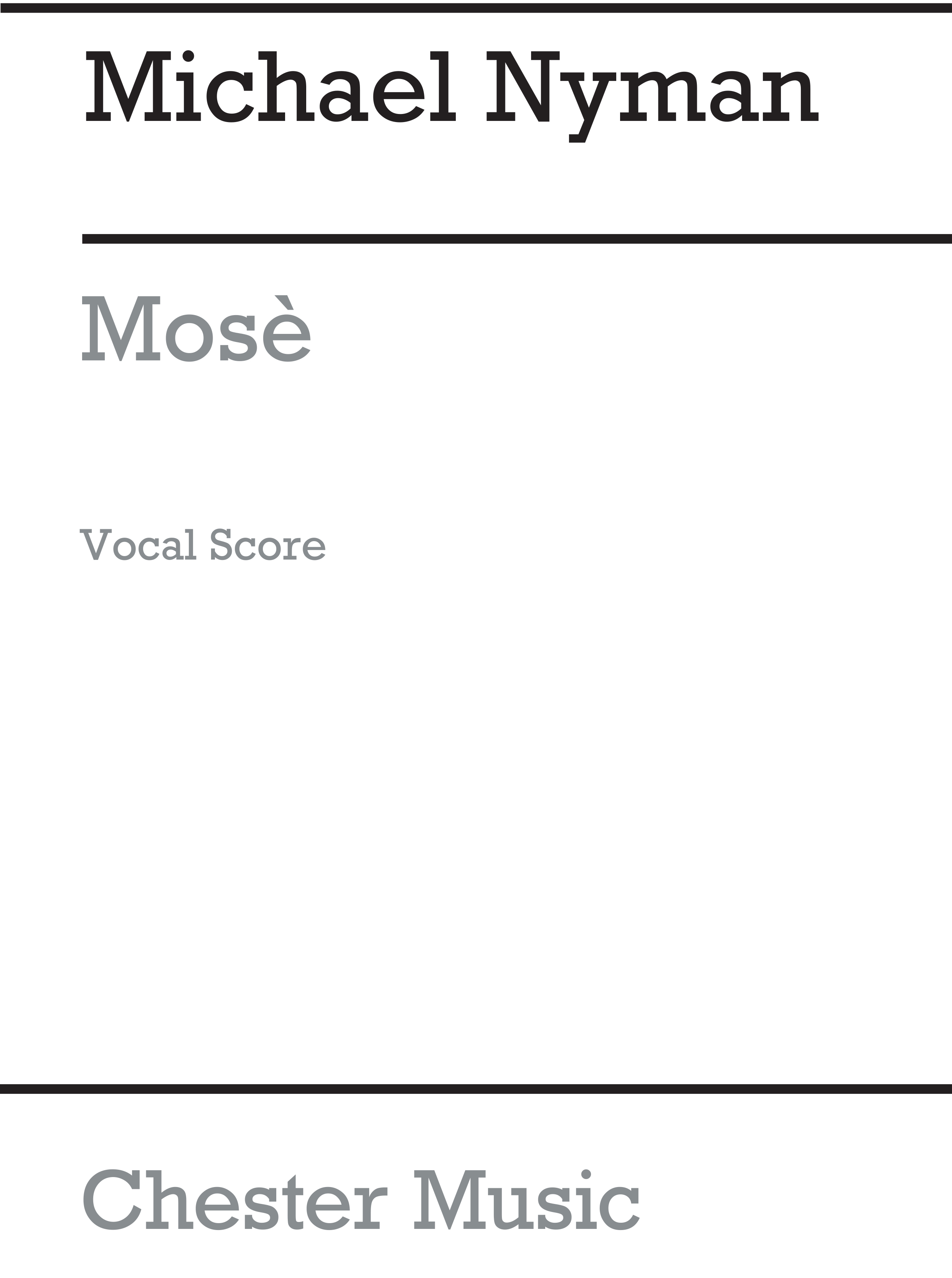 Michael Nyman: Mose (Vocal Score)