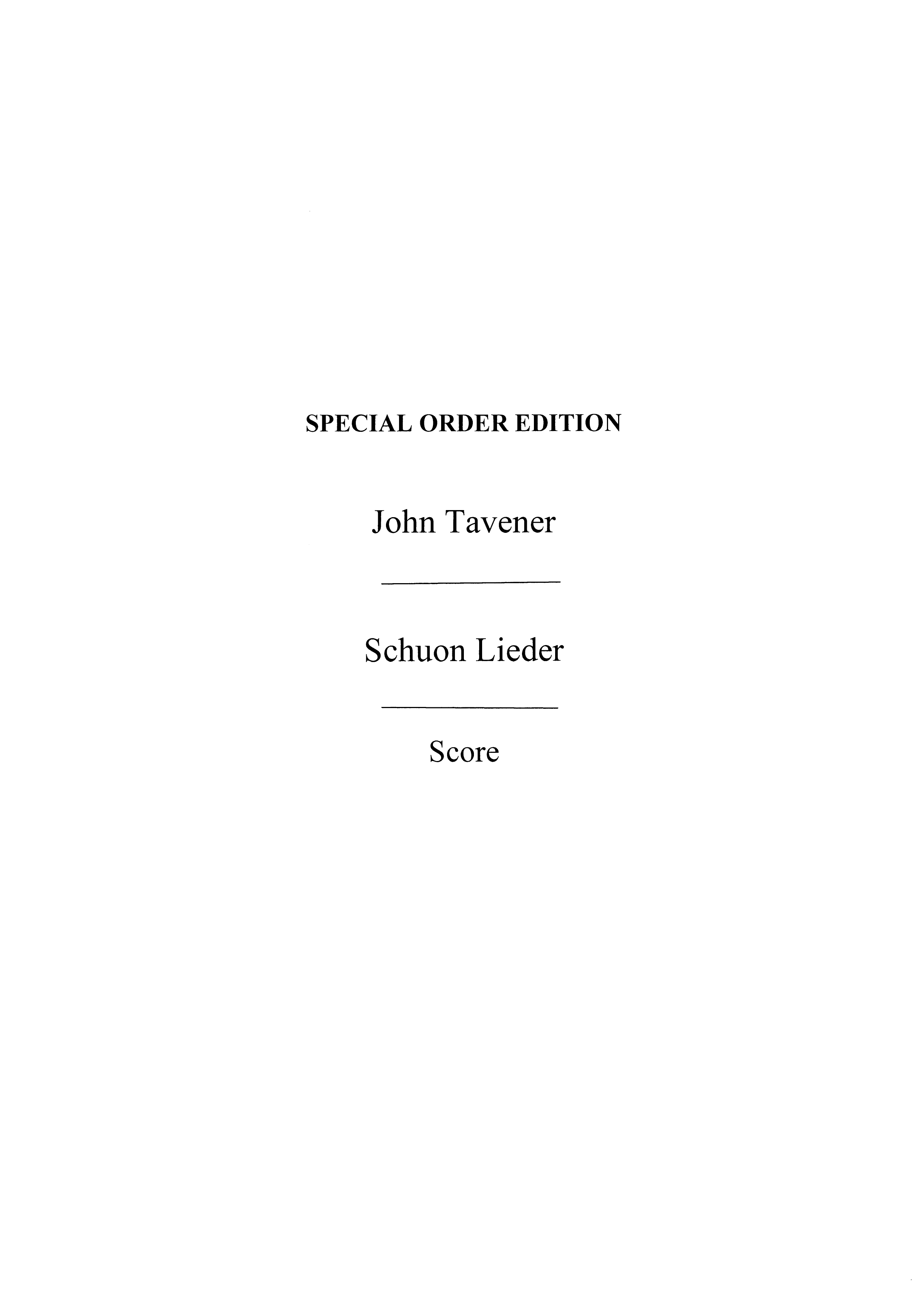 John Tavener: Schuon Lieder (Score)