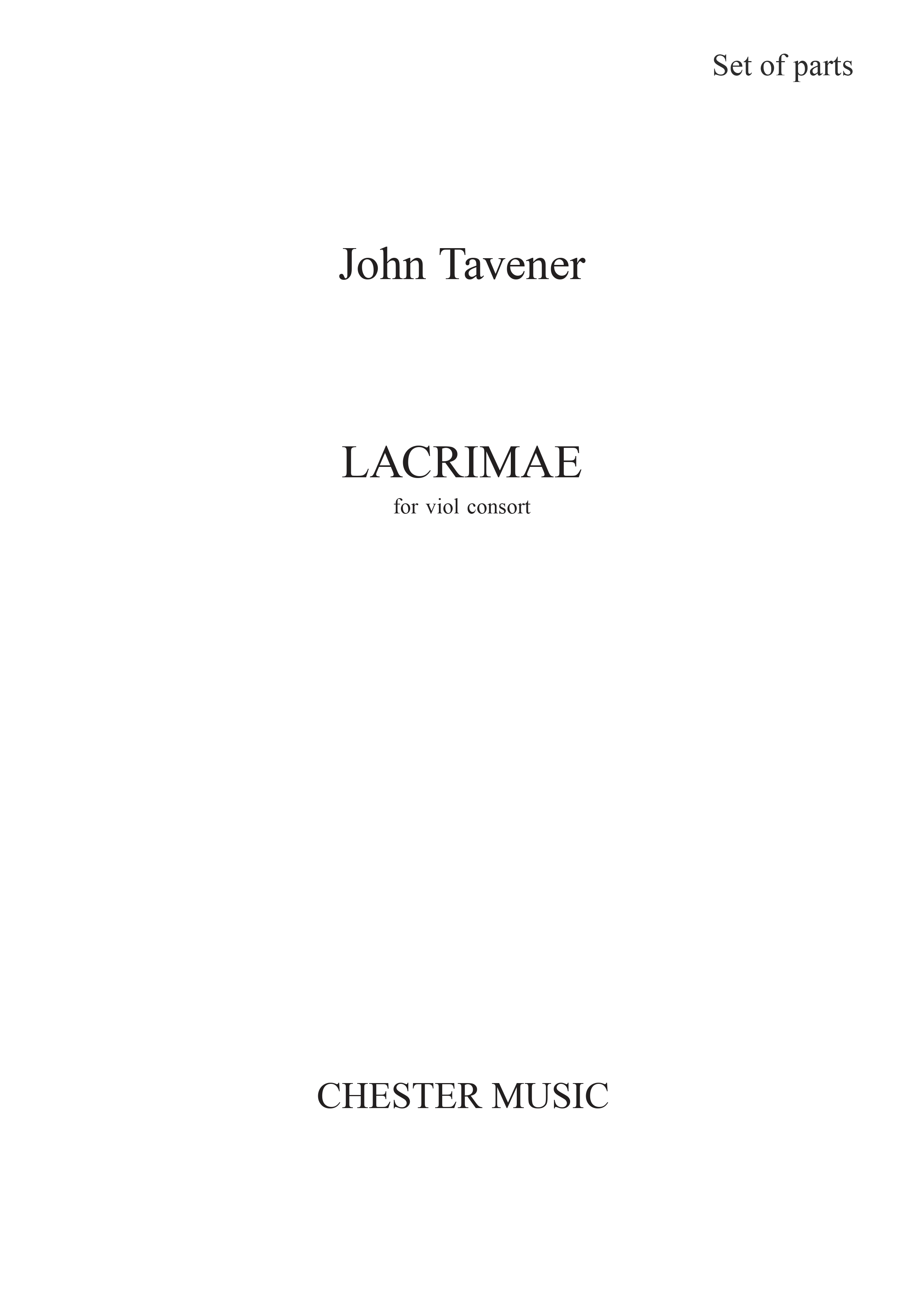 John Tavener: Lacrimae (Parts)