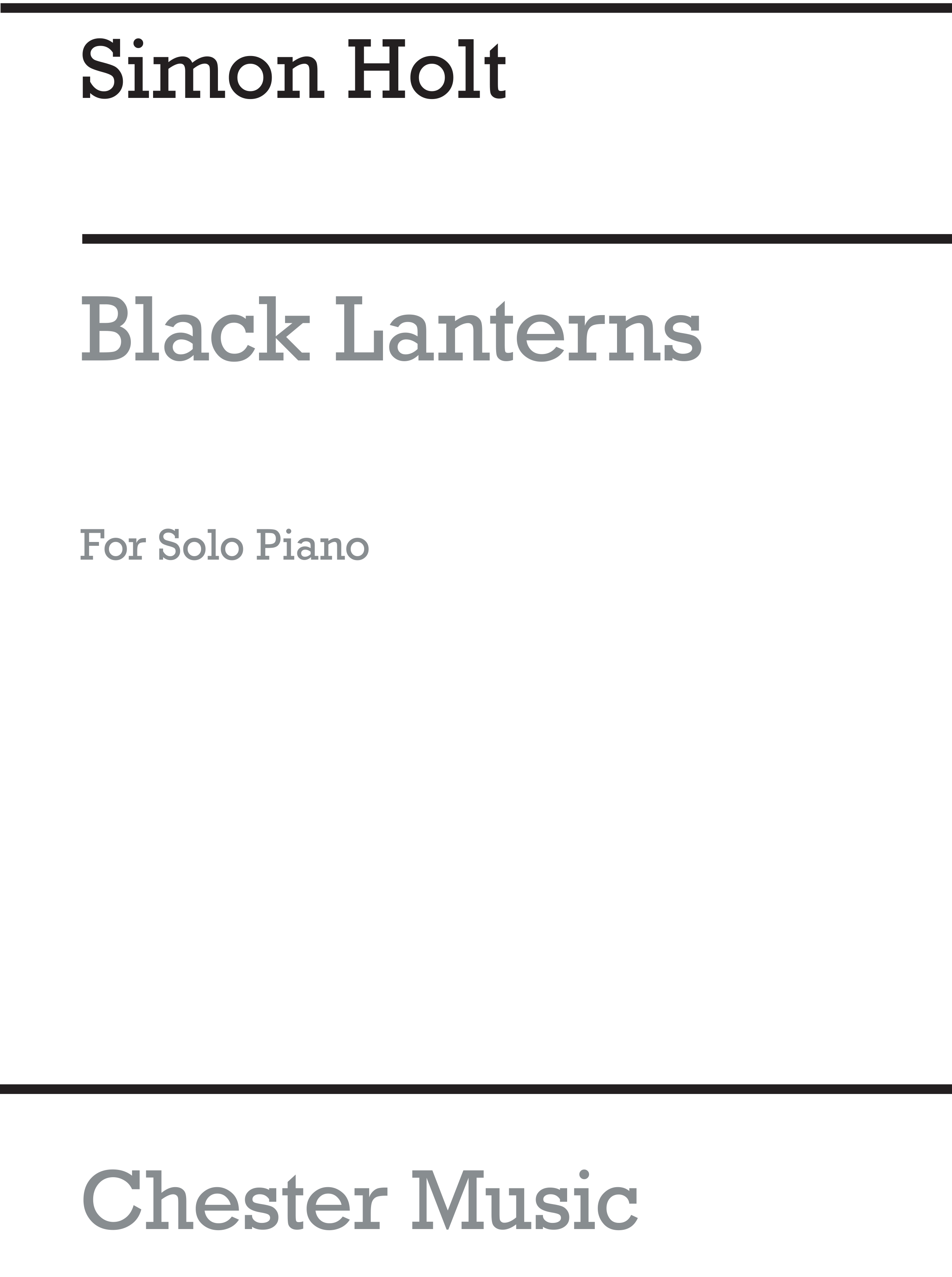 Simon Holt: Black Lanterns (Piano)