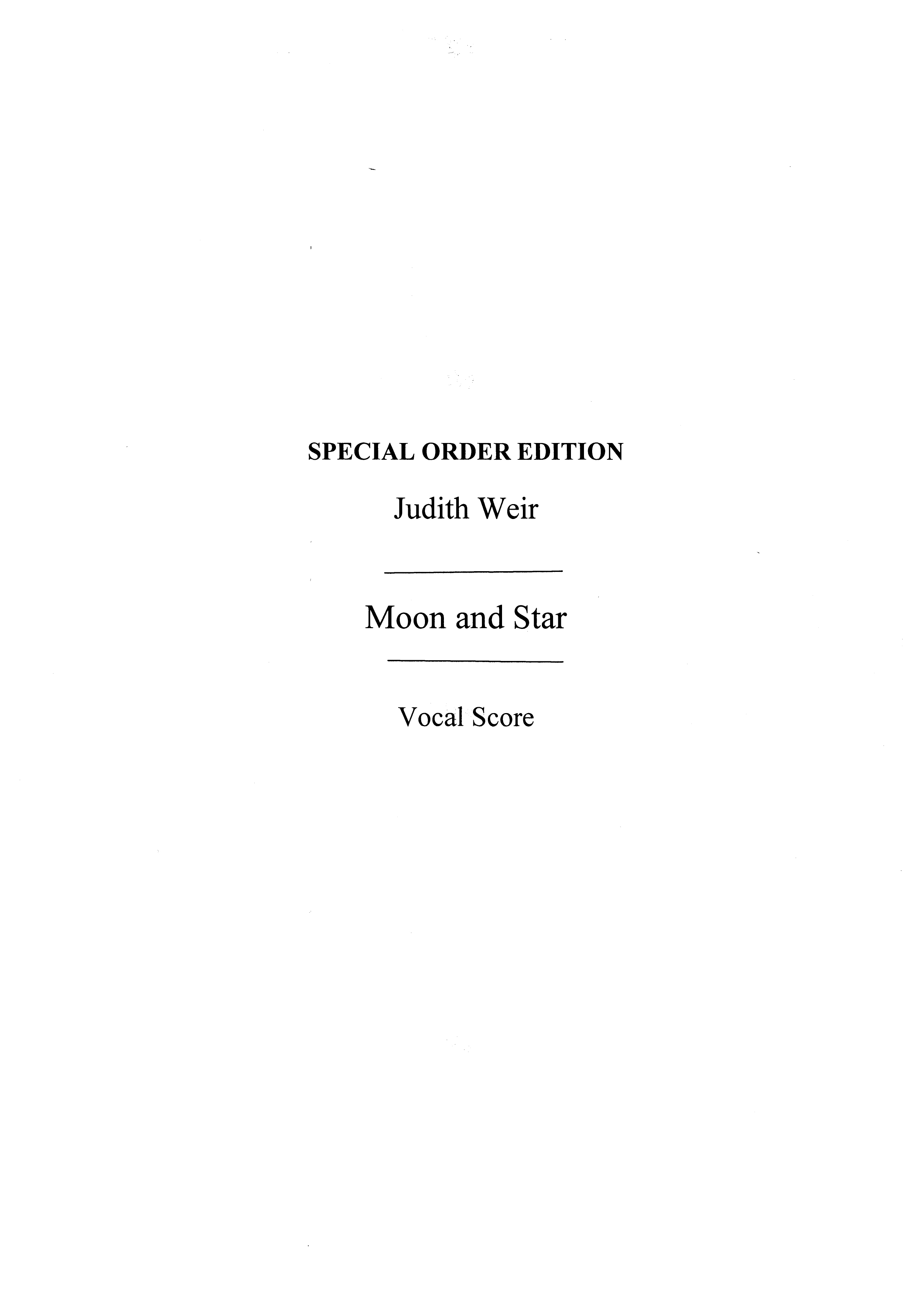 Judith Weir: Moon And Star (Vocal Score)