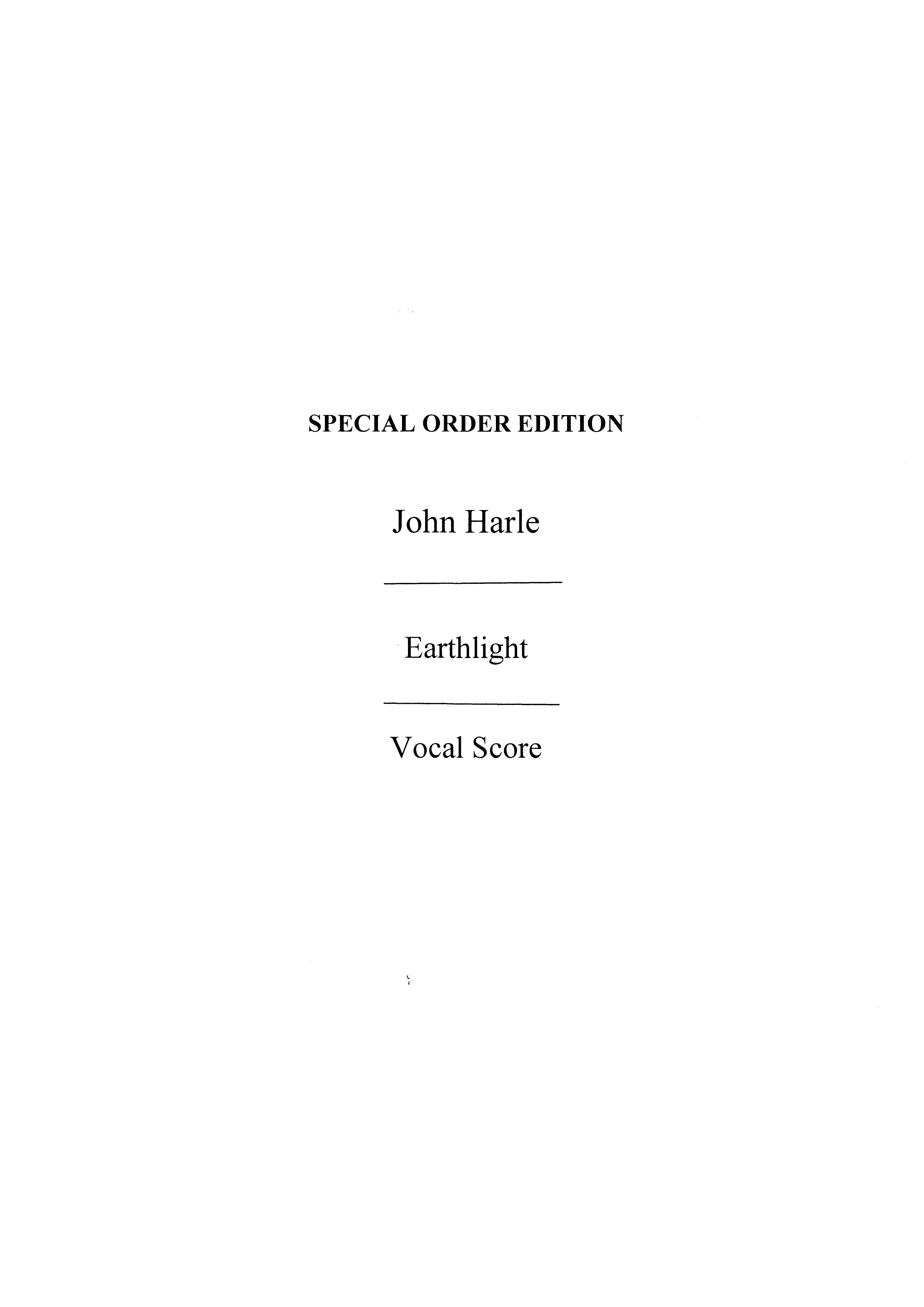 John Harle: Earthlight (Vocal Score)
