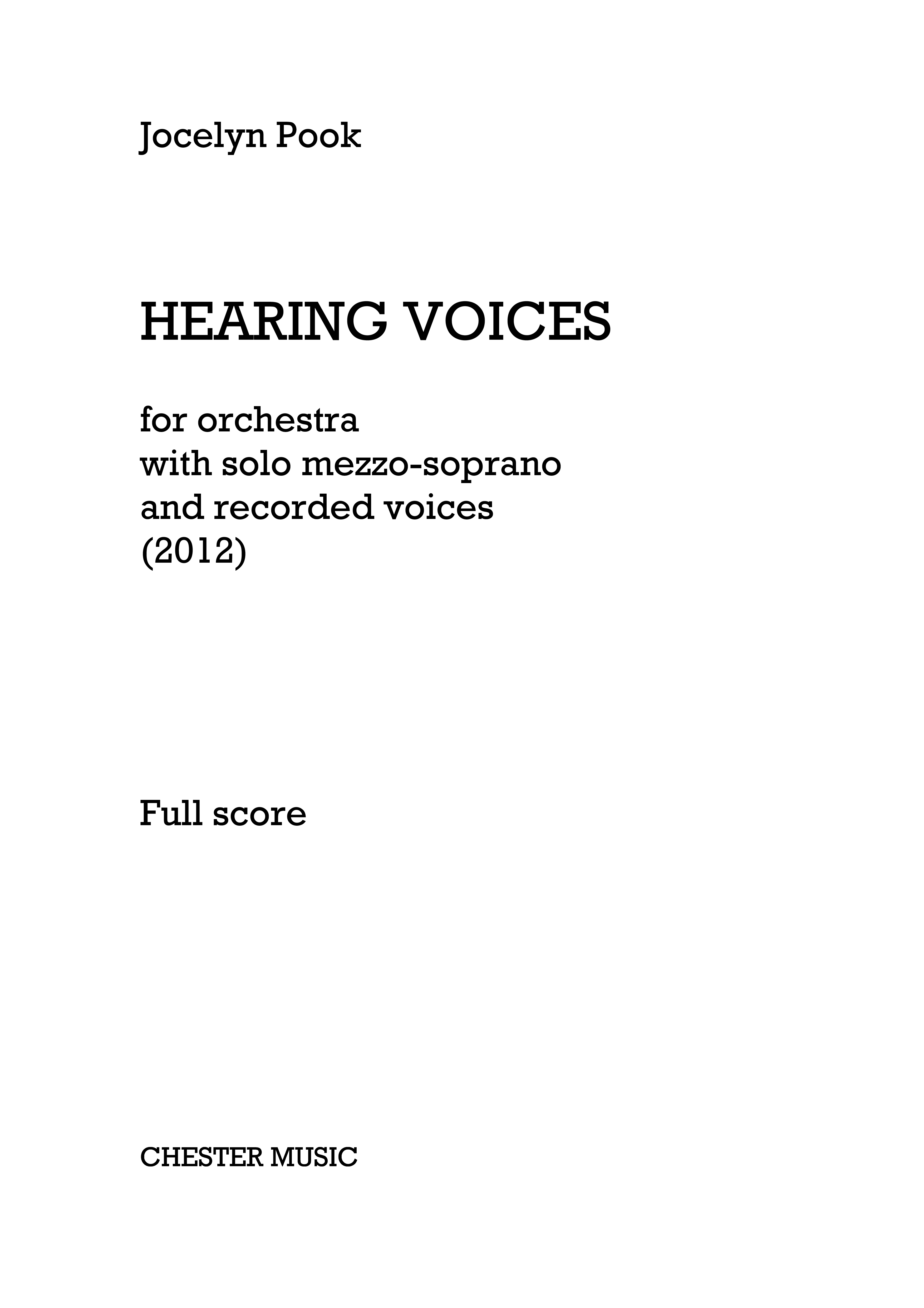 Jocelyn Pook: Hearing Voices (Full Score)
