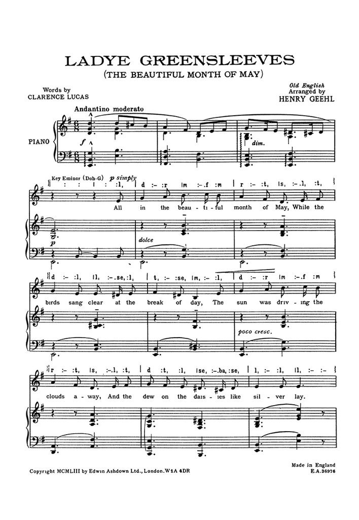 Ladye Greensleeves (Geehl) Unison (U64) (Ea36976)