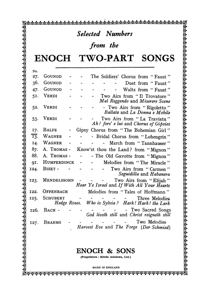 Balfe, M Gypsy Chorus From Bohemian Girl 2-pt