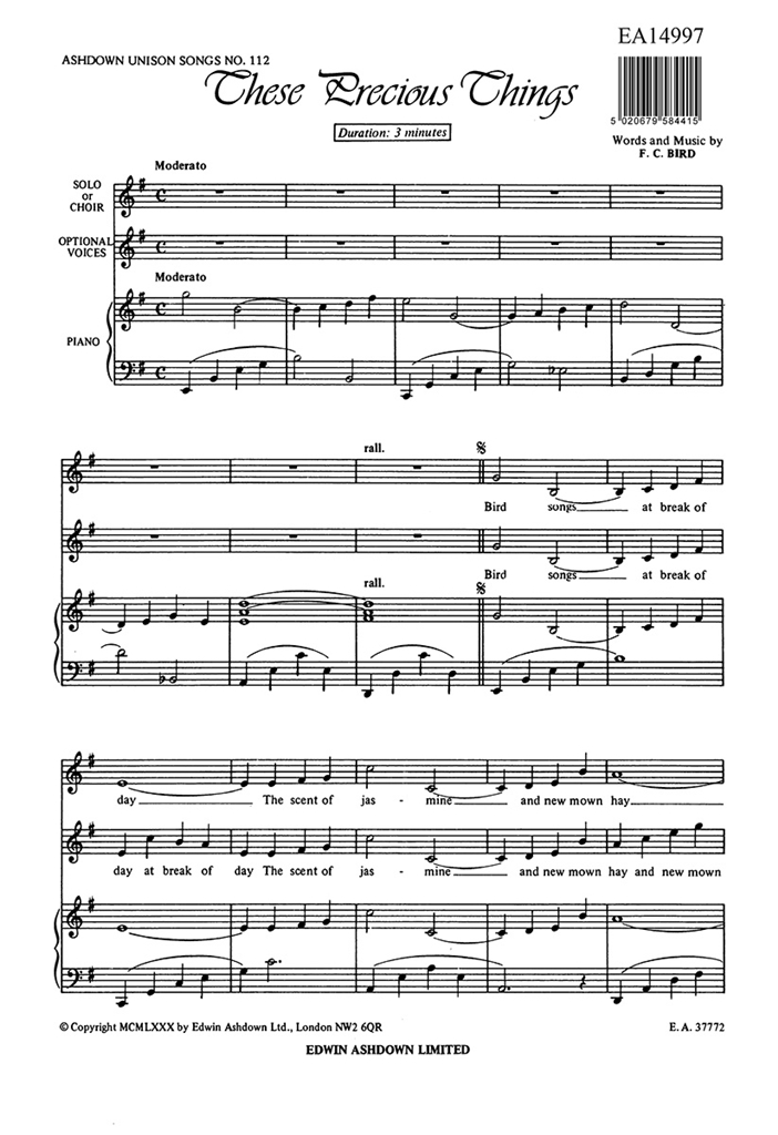Bird, F These Precious Things Unison/Piano