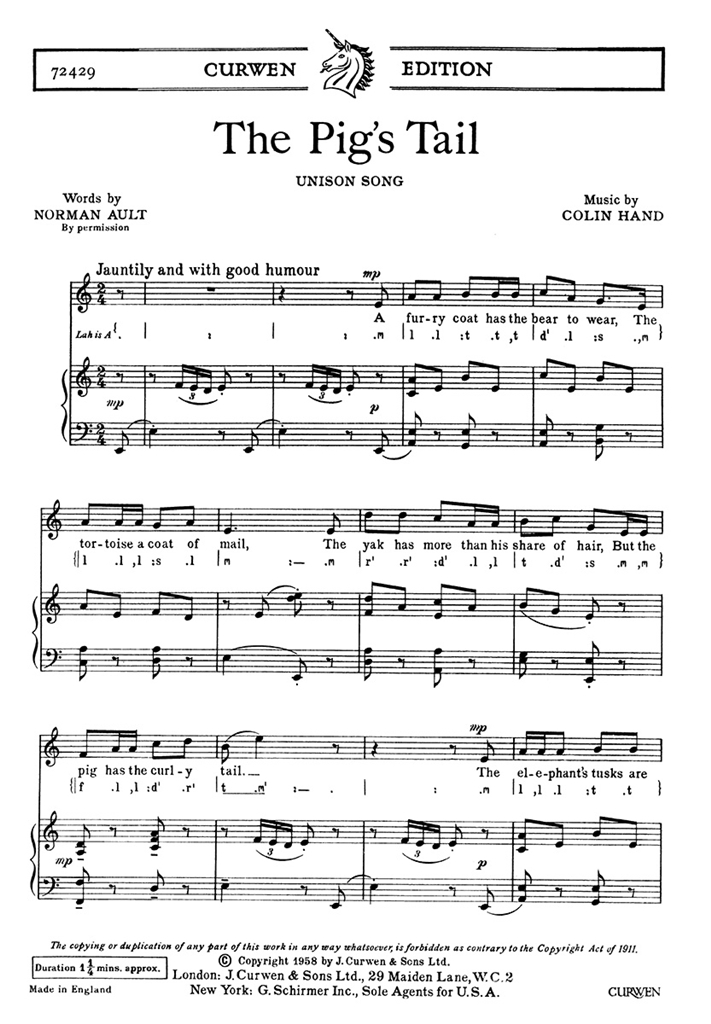 Hand, C The Pig's Tail Unison