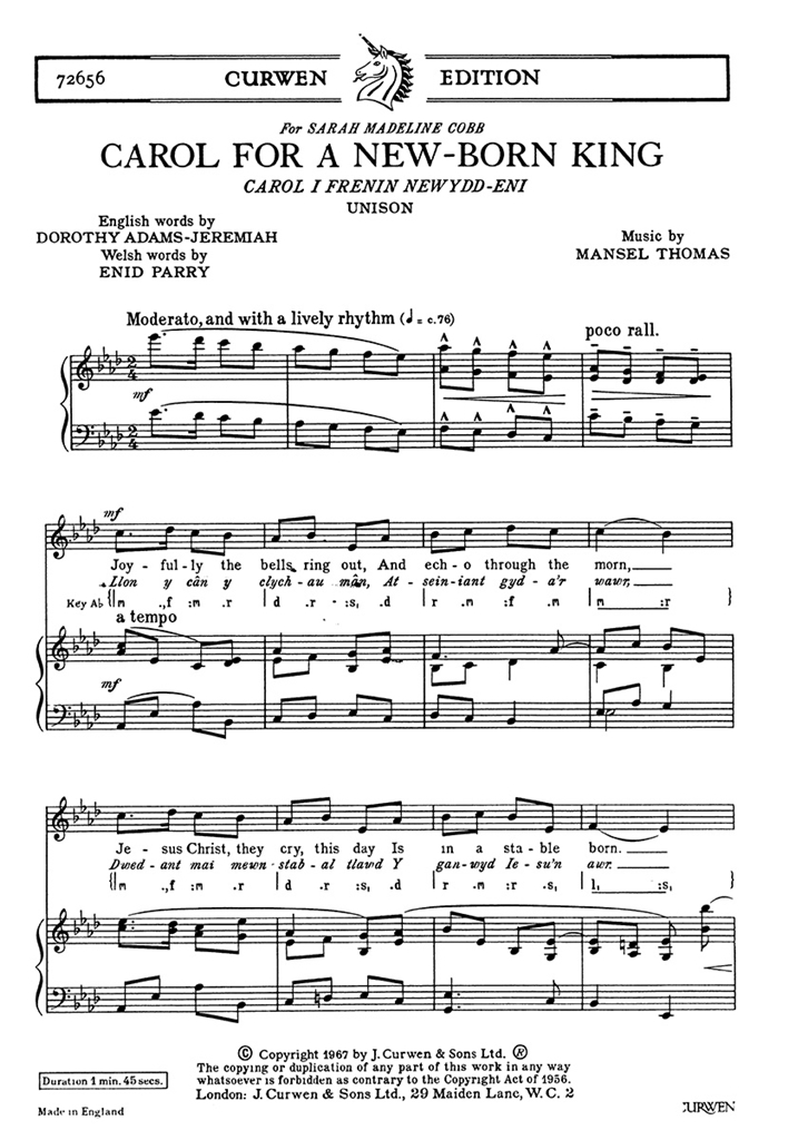 Thomas Carol New Born King Unison