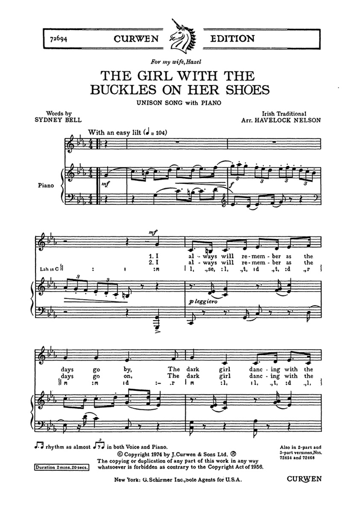 Nelson, H The Girl With The Buckles On Her Shoes Unison/Piano