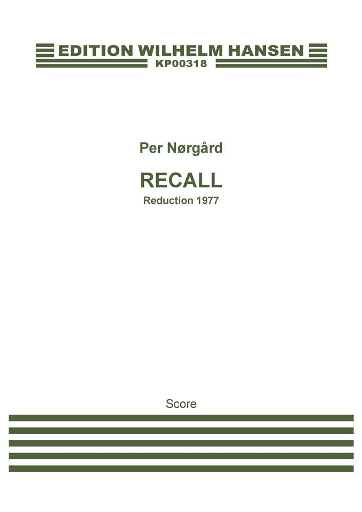 Per Nørgård: 'Recall' Concerto For Accordion And Orchestra (Score)