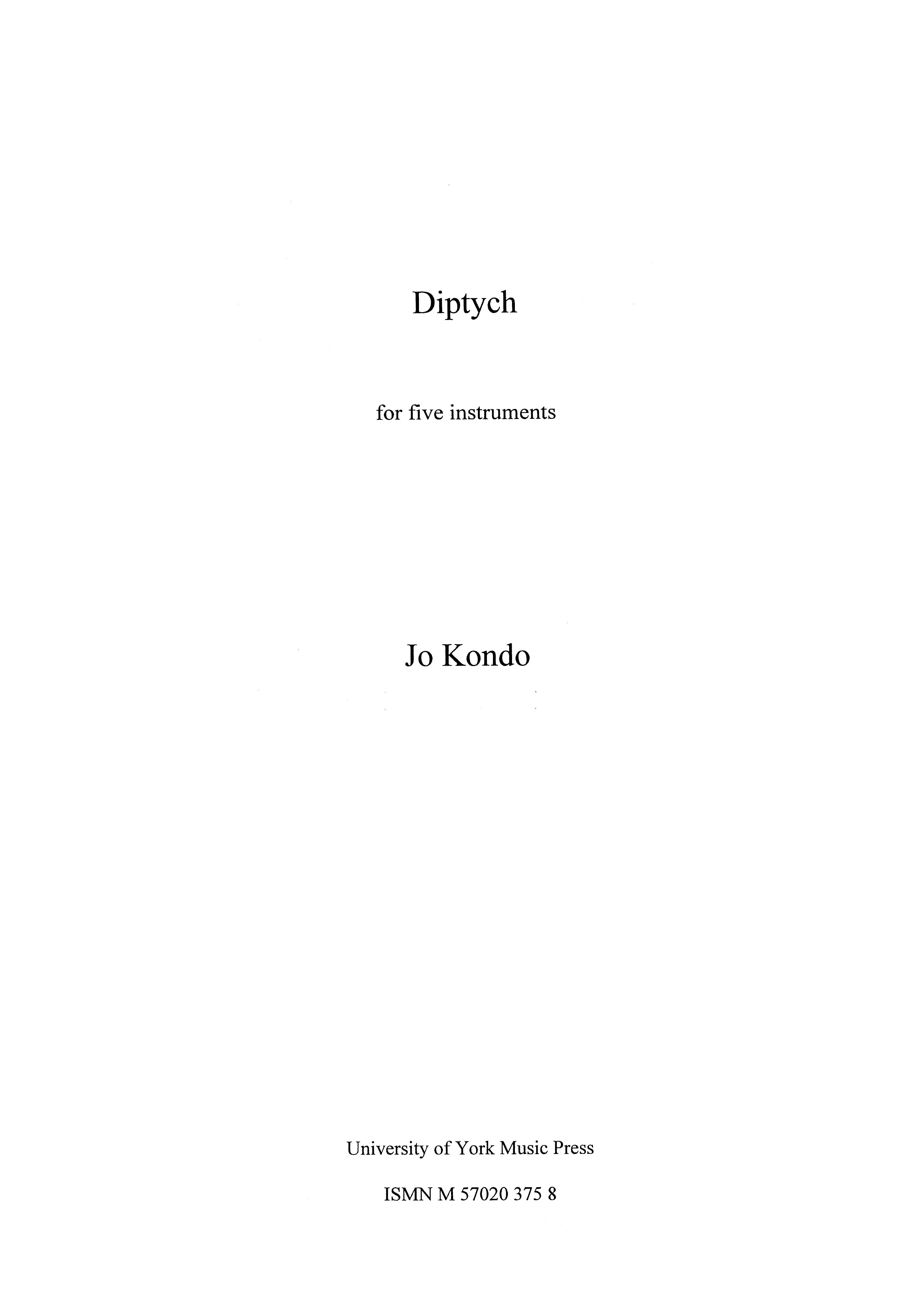 Jo Kondo: Diptych (Score)
