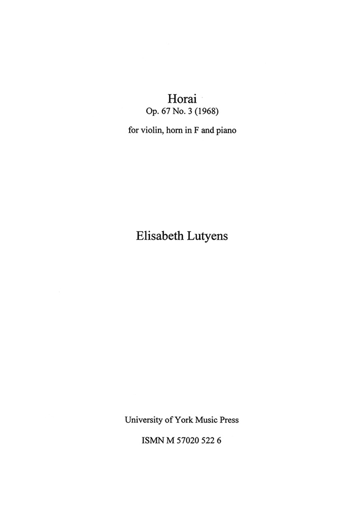 Elisabeth Lutyens: Horai Op.67 (Score/Parts)