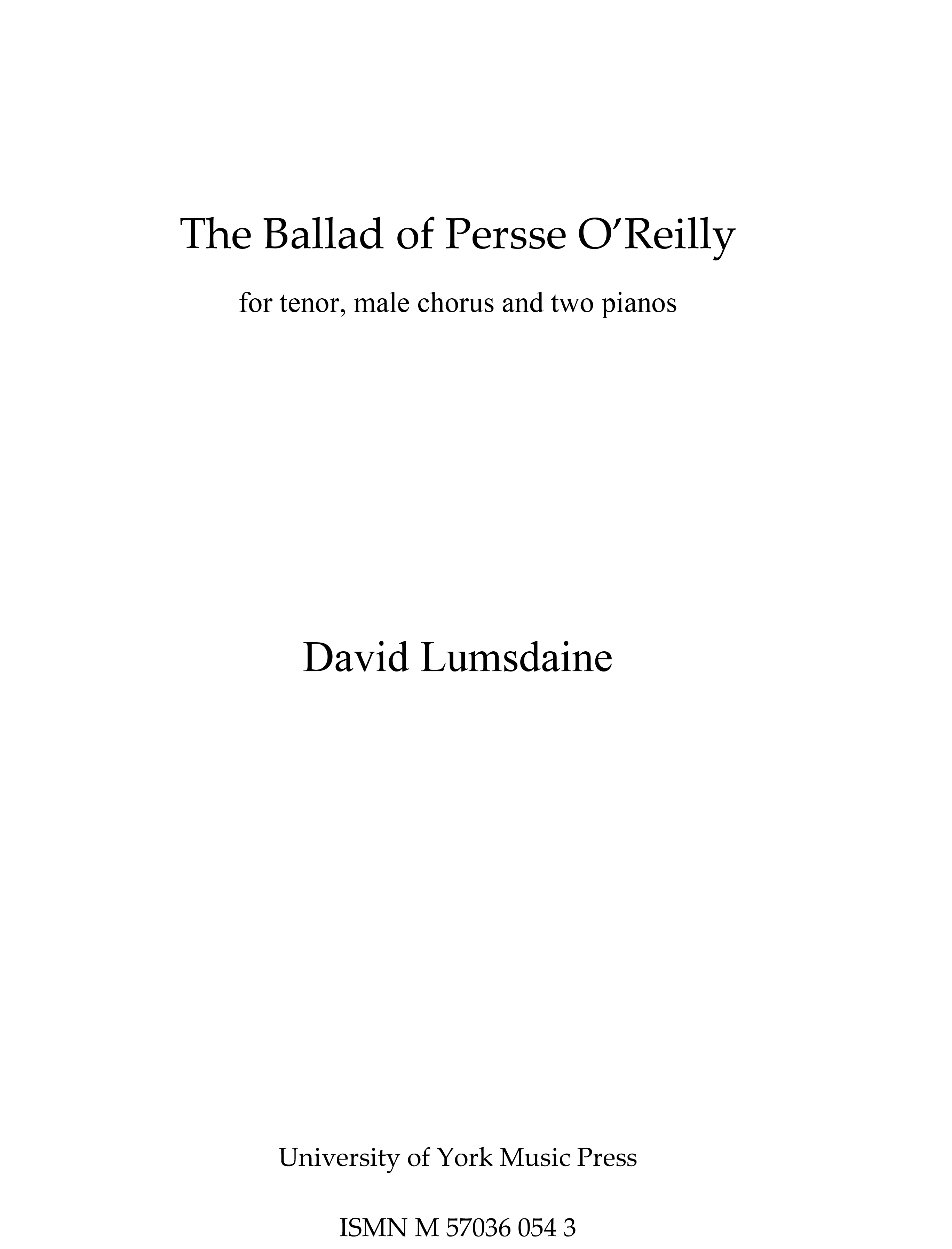 David Lumsdaine: The Ballad Of Persse O'Reilly