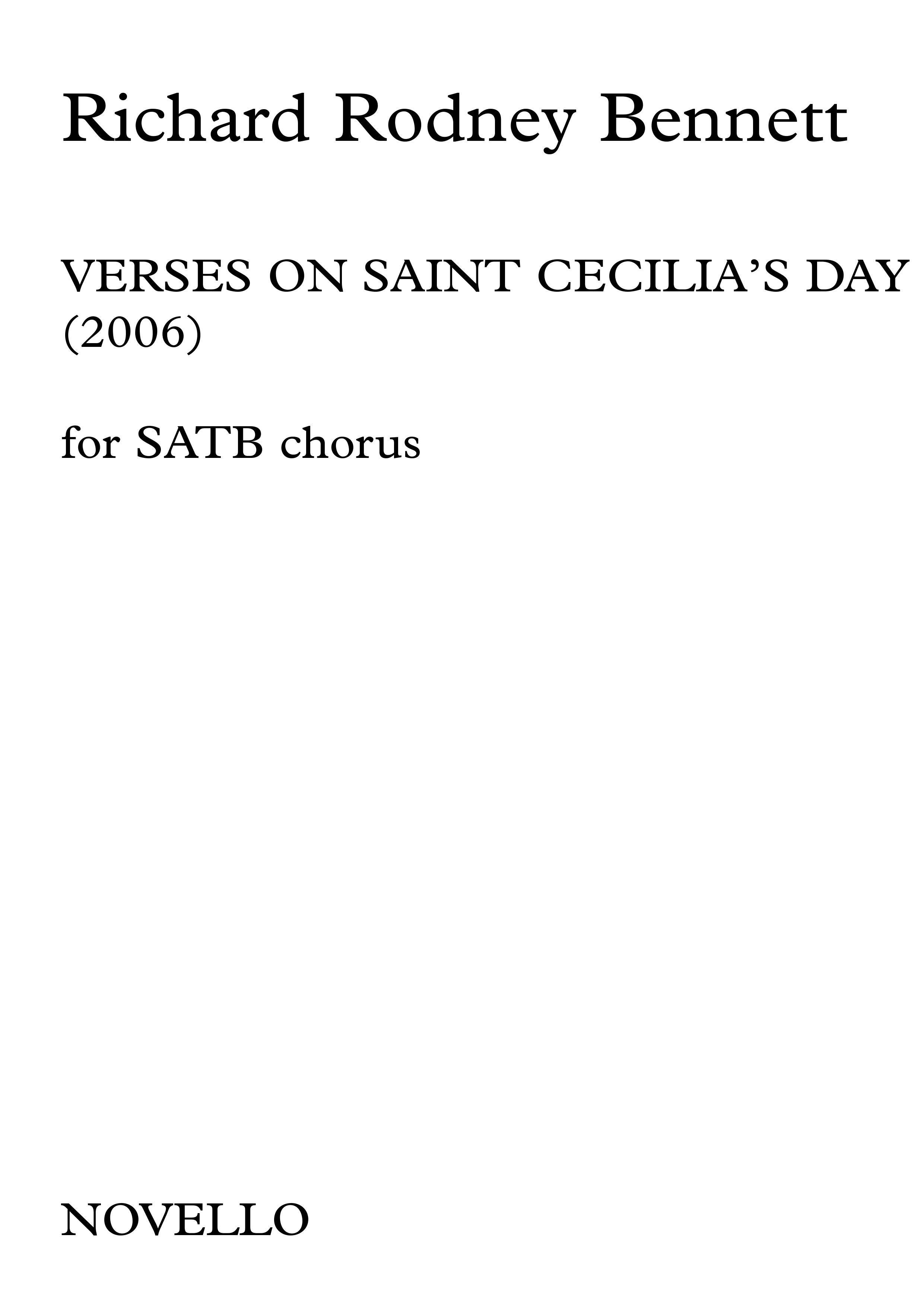 Richard Rodney Bennett: Verses On St. Cecilia's Day
