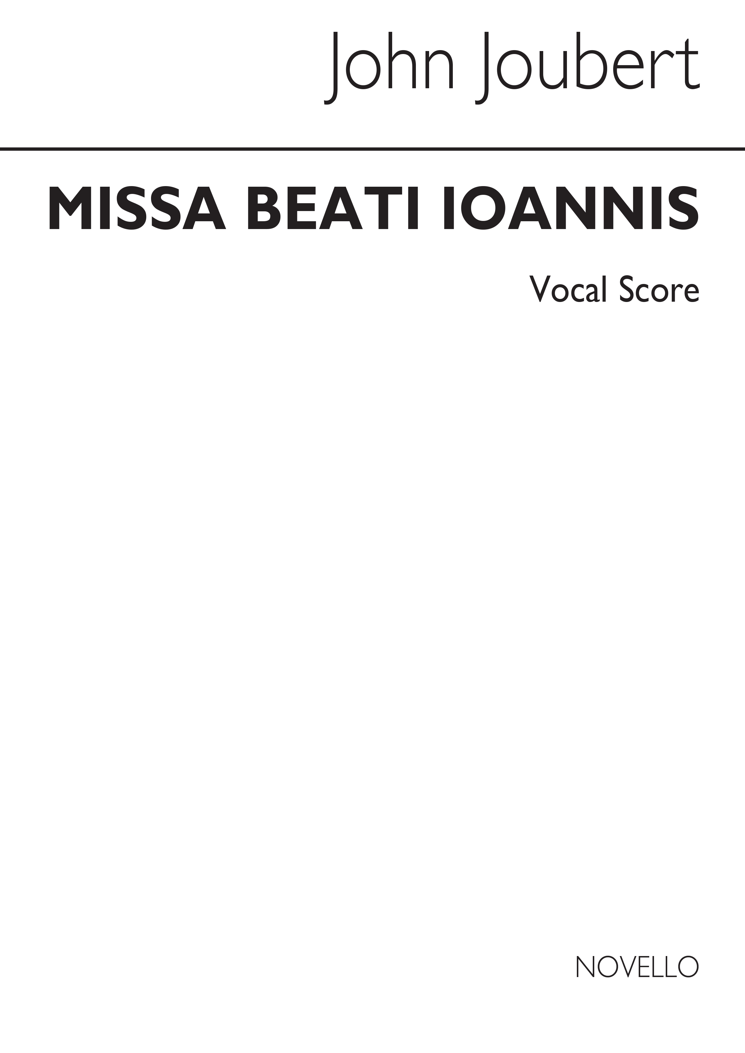 Joubert: Missa Beati Ioannis Op.37 (Vocal Score)