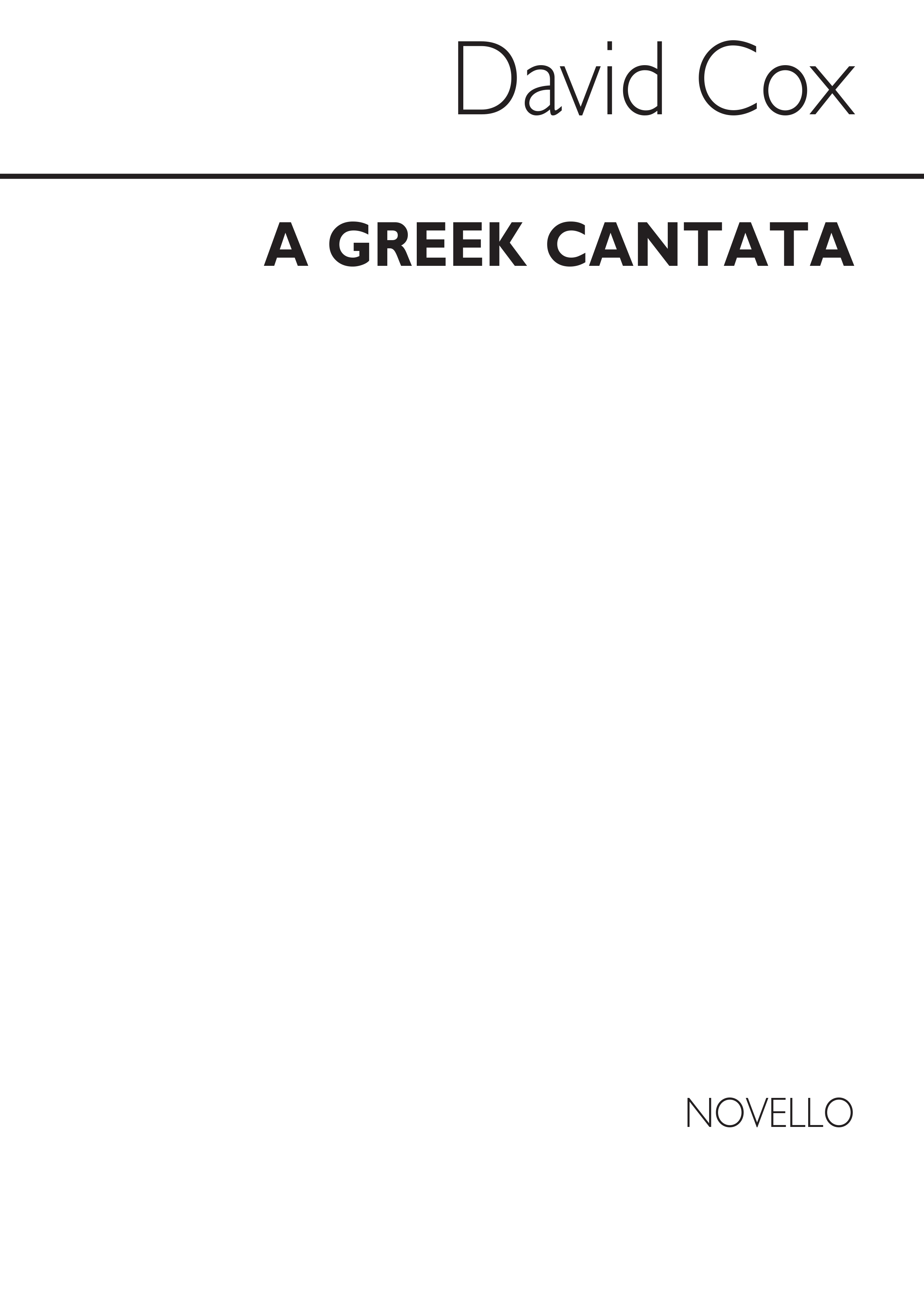 Cox: Greek Cantata (Vocal Score)