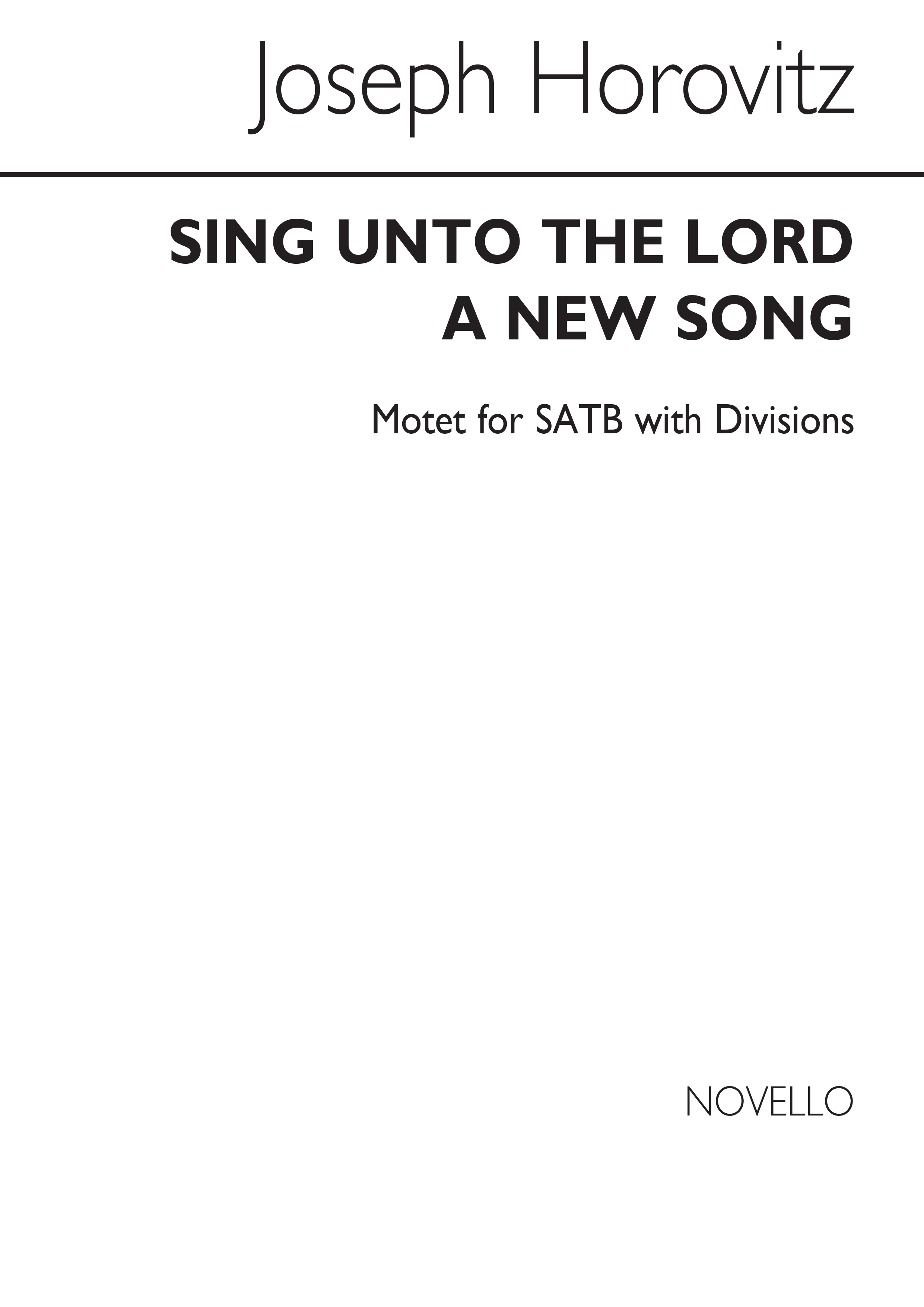 Horovitz: Sing Unto The Lord (Vocal Score)