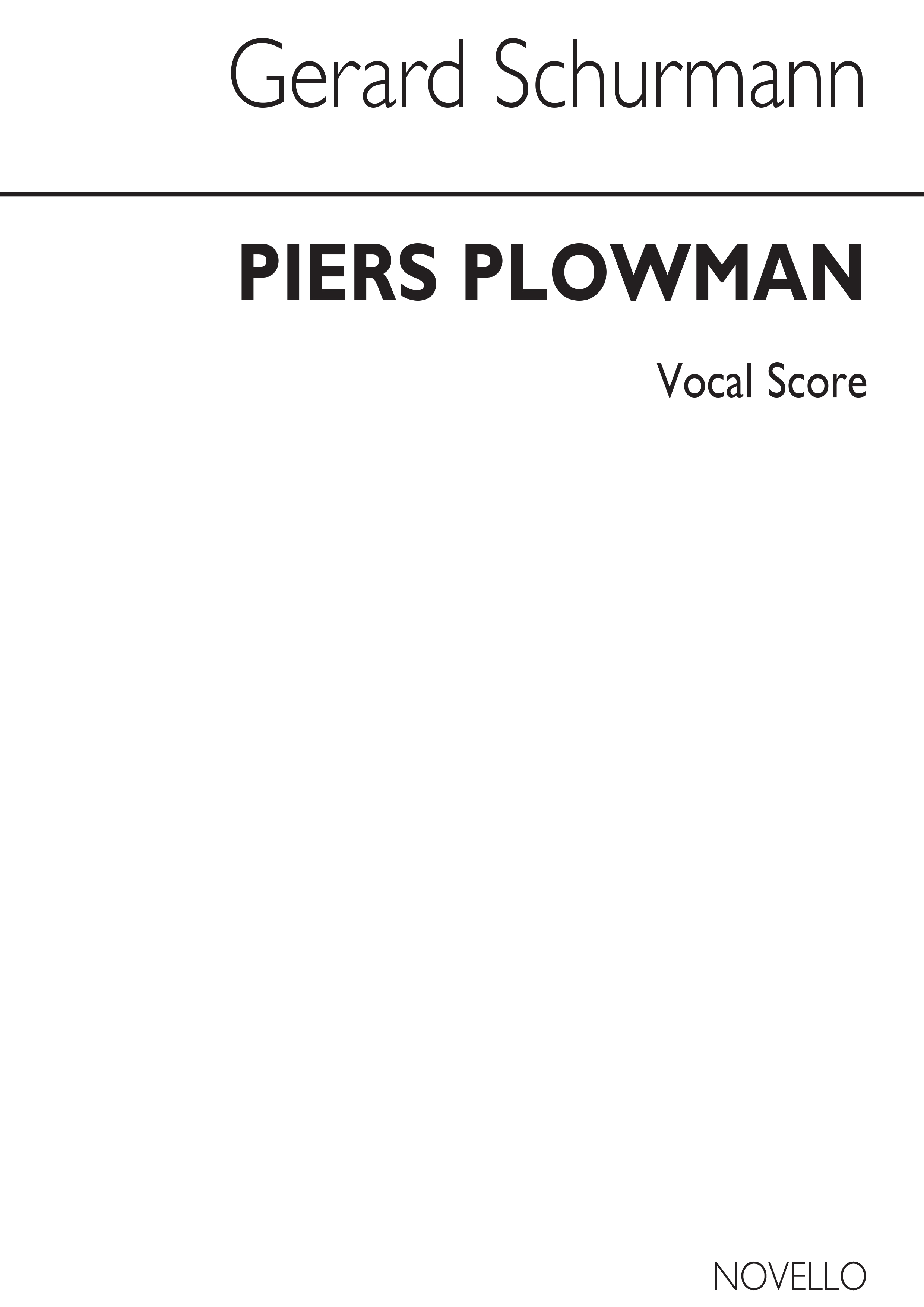 Schurmann: Piers Plowman (Vocal Score)