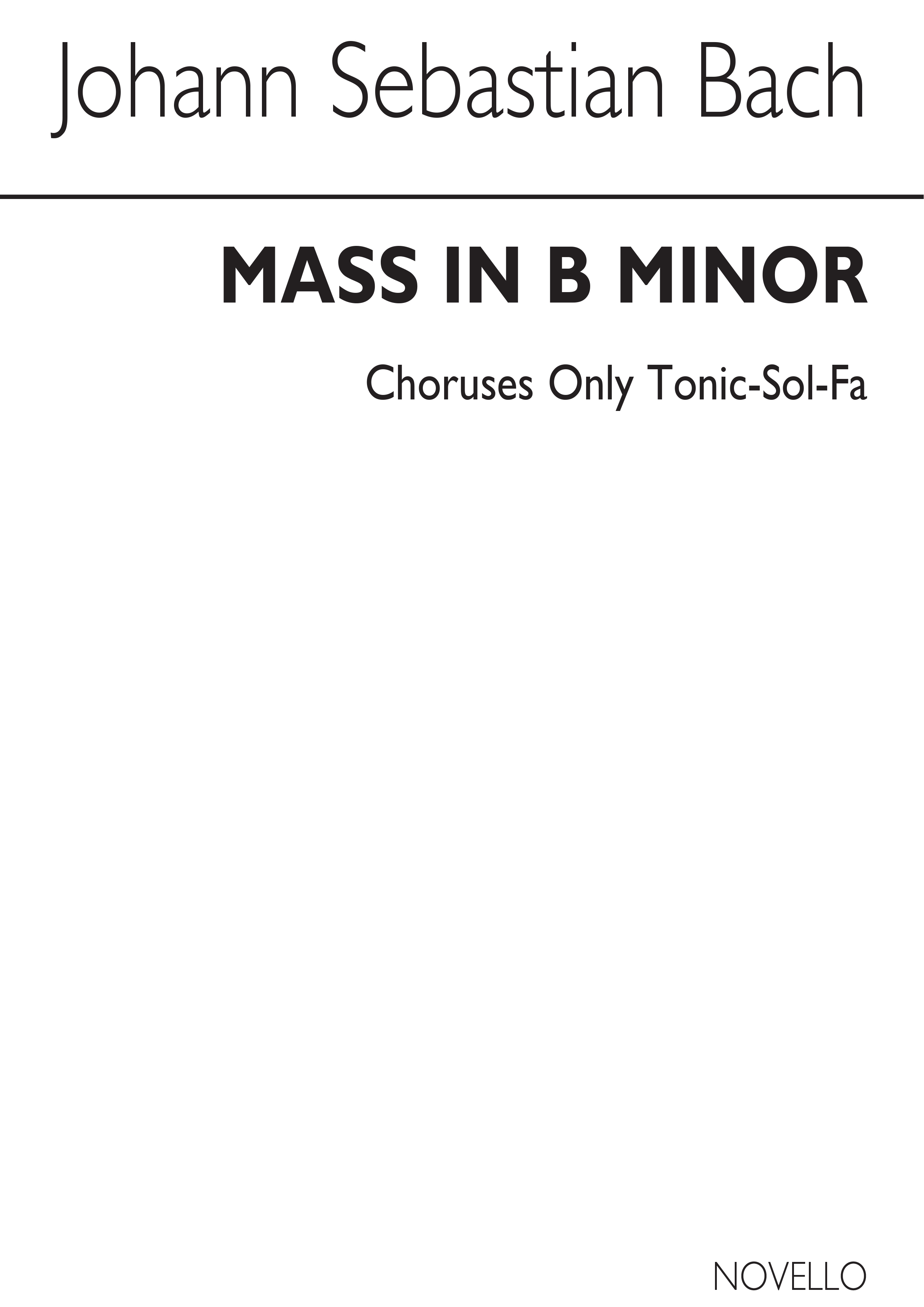 Bach, Js Mass In B Minor Tonic Sol-fa